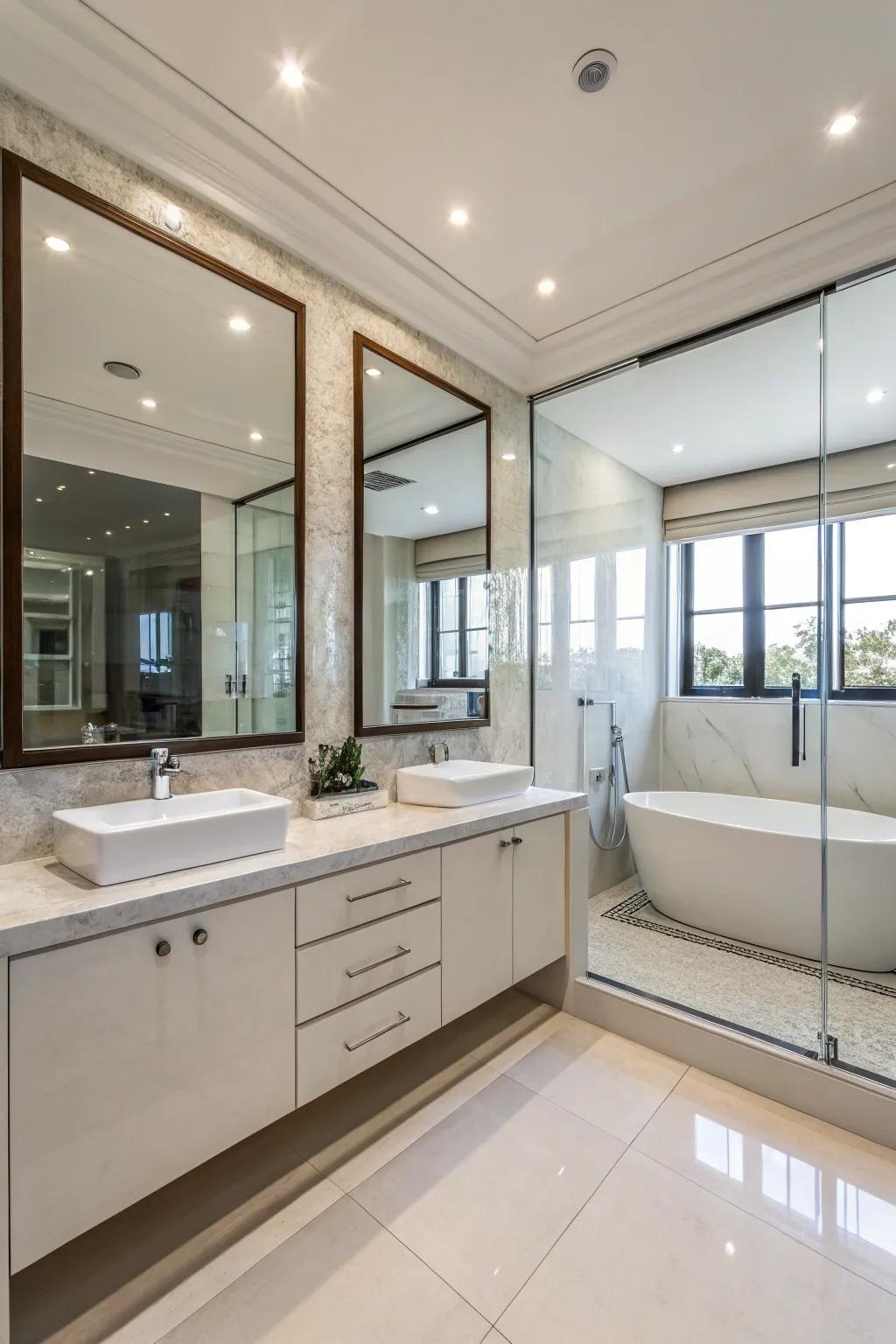 Shiny surfaces enhance the depth and brightness of any ensuite.