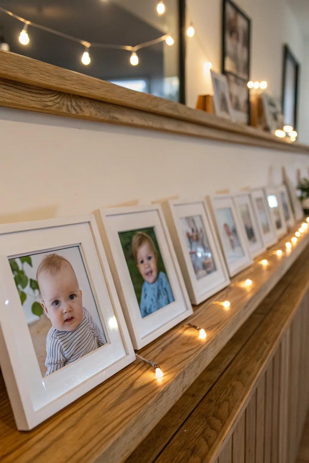 An infant’s initial year chronicled via monthly portrait frames