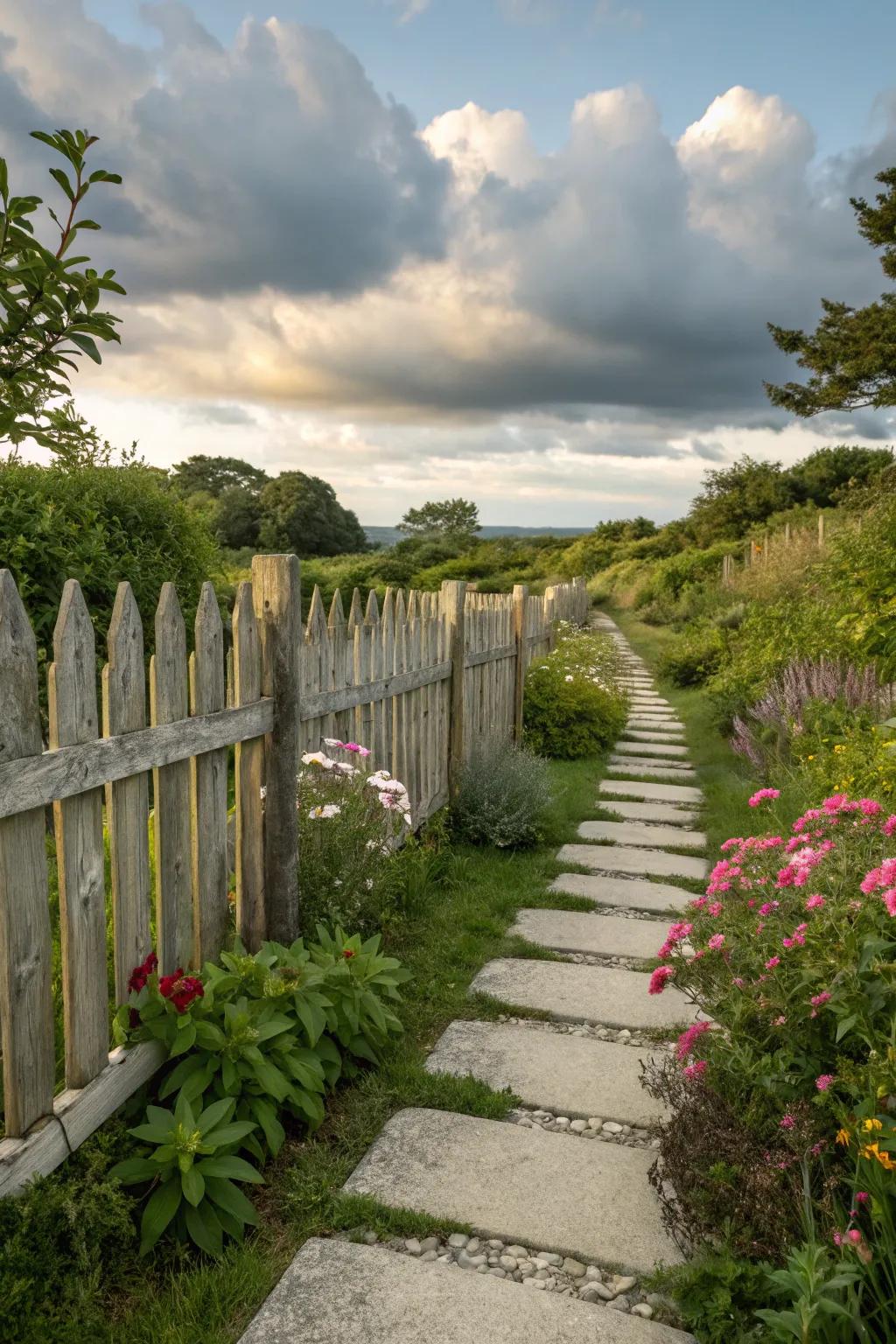 Walkways adjacent to your fence invite exploration and add allure.