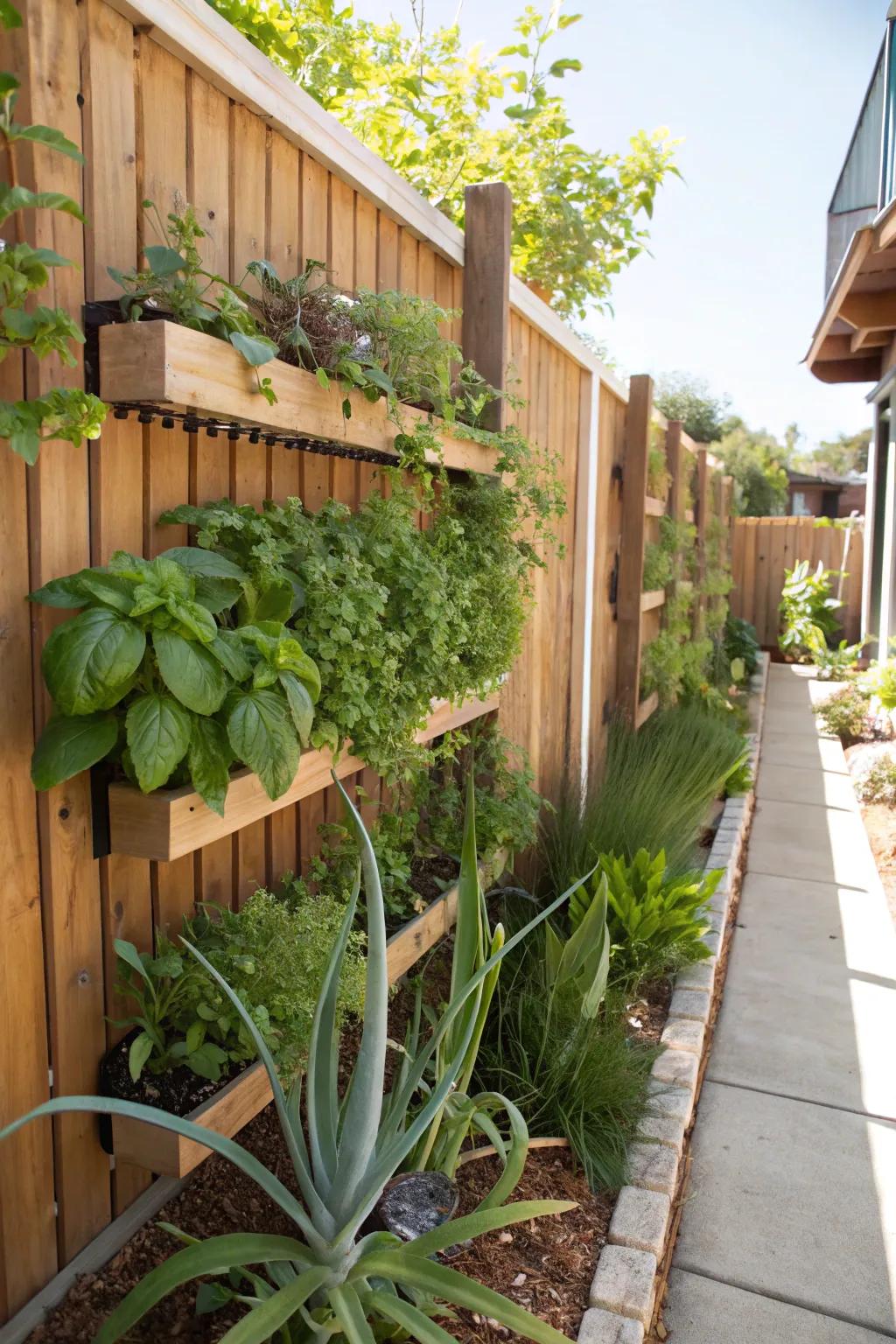 An upright garden screen maximizes space beautifully.
