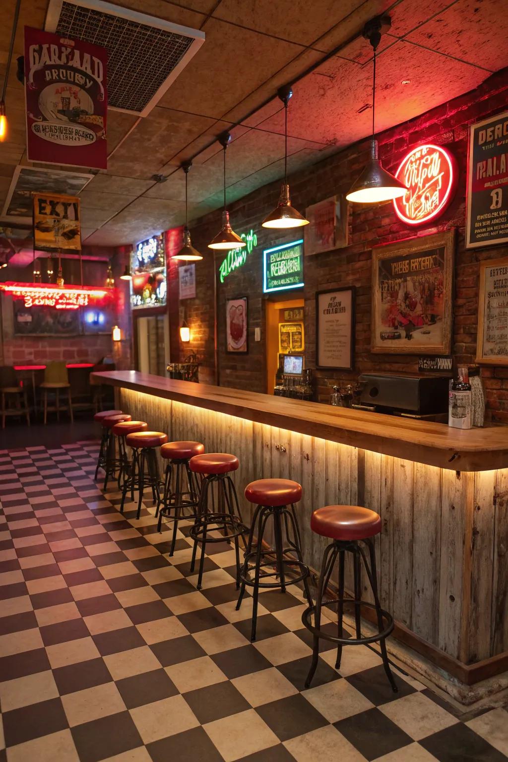 Relive the golden years with a retro-themed diner in your basement.