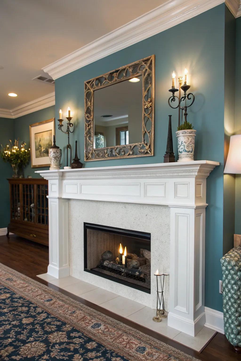 Painted mantels can seamlessly blend or stand out beautifully.
