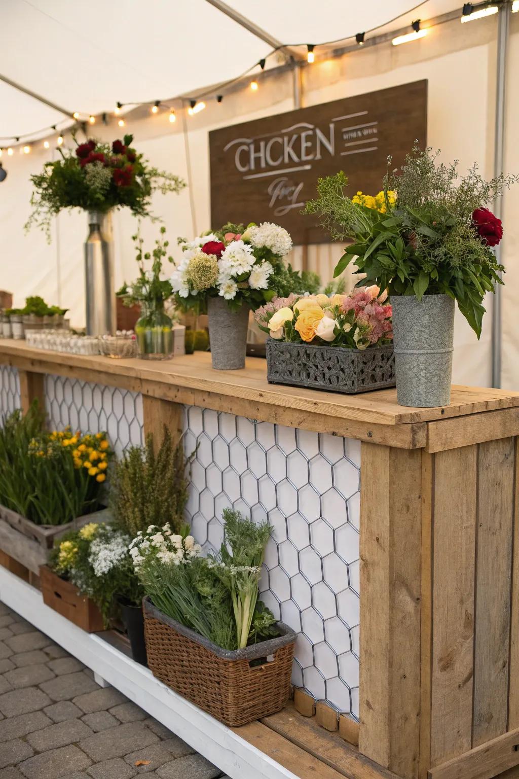 Eco-conscious materials can enhance your flower bar.