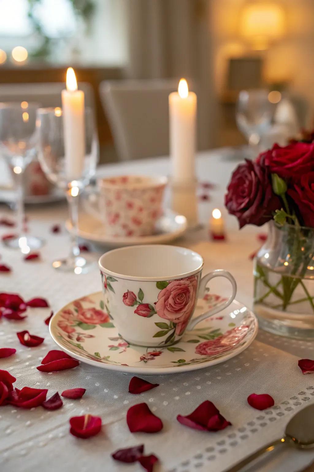 Graceful rose motifs that impart a romantic touch.