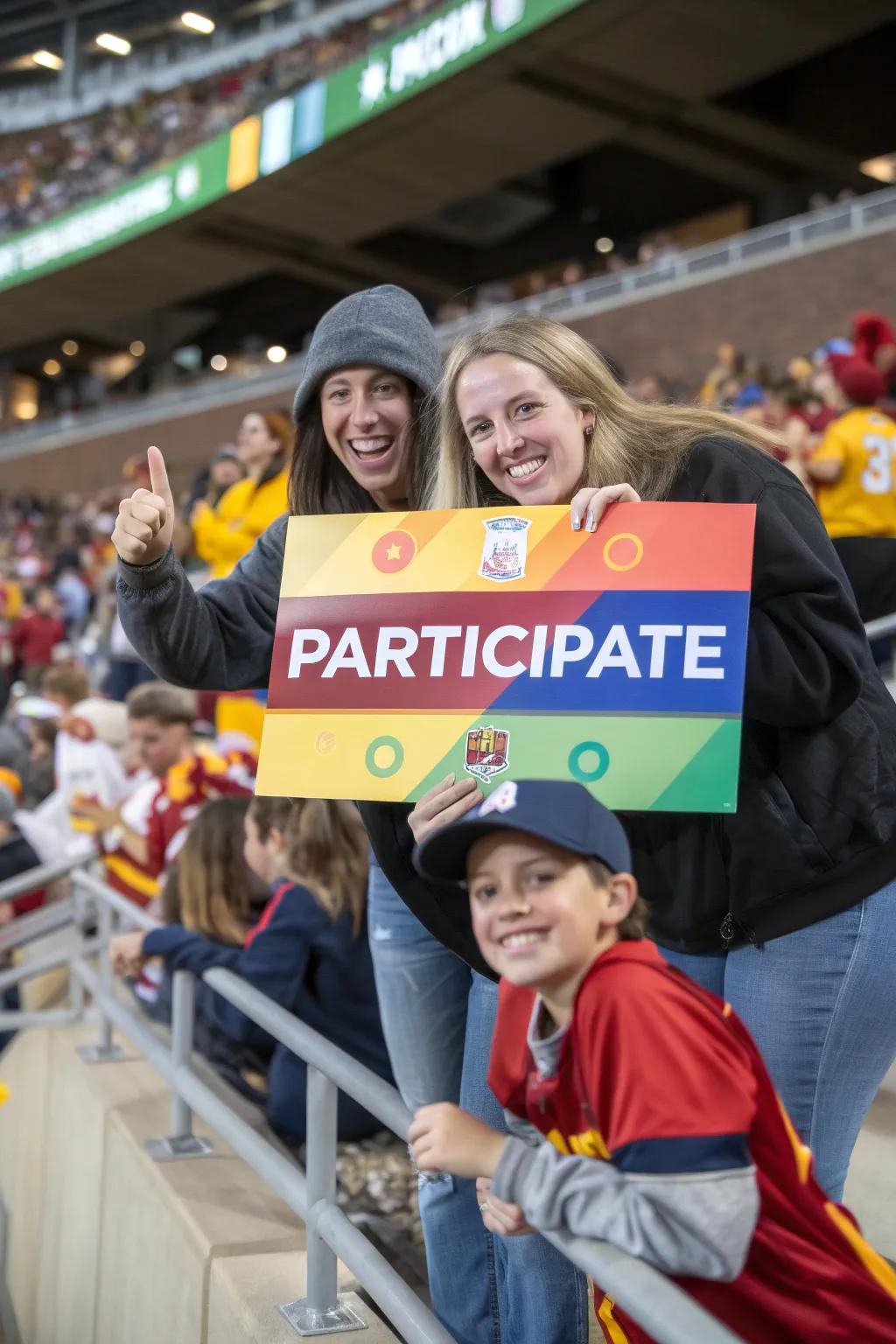 Interactive signs engage the crowd.