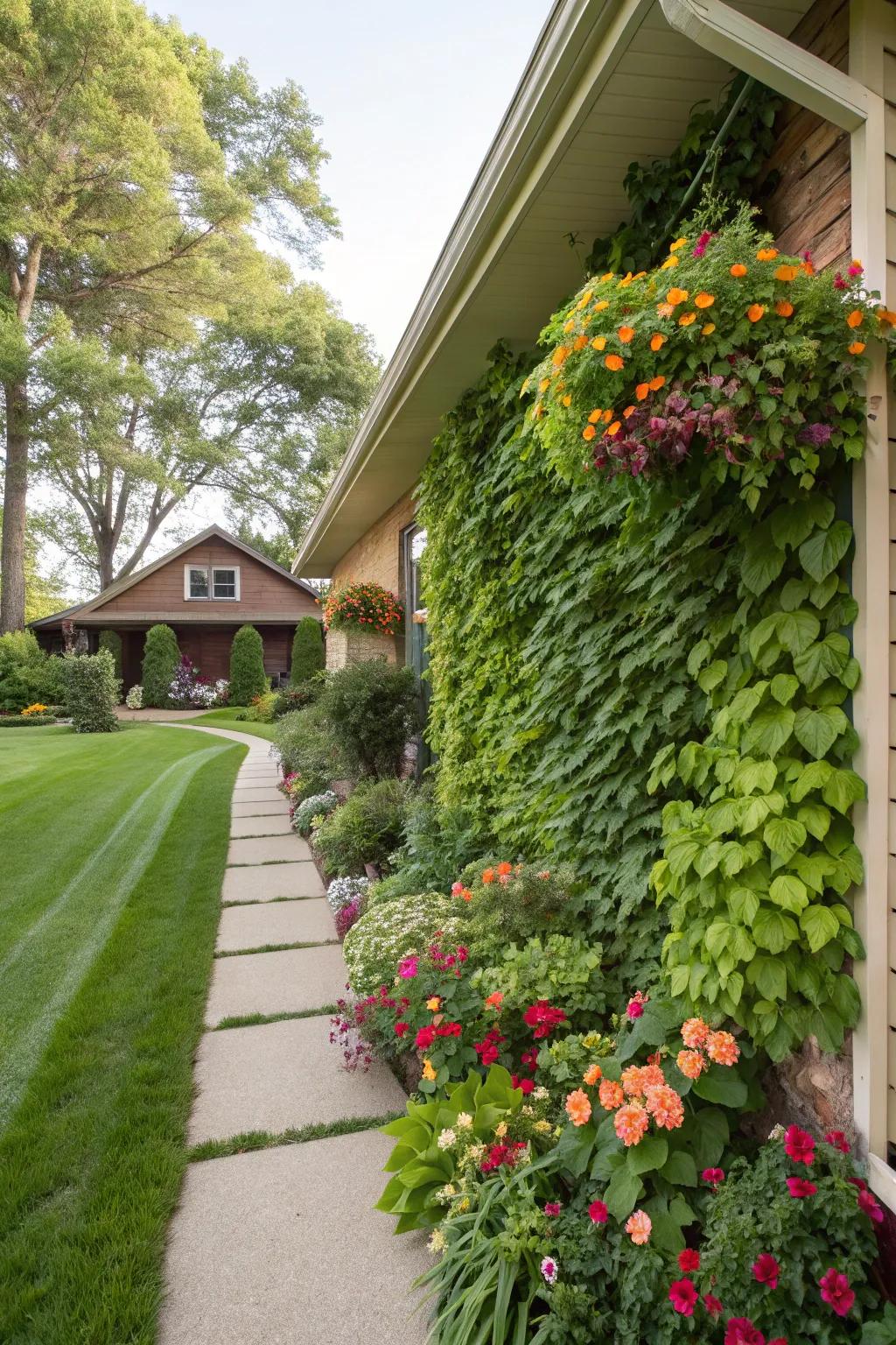 A vertical garden forms a dynamic focal attraction