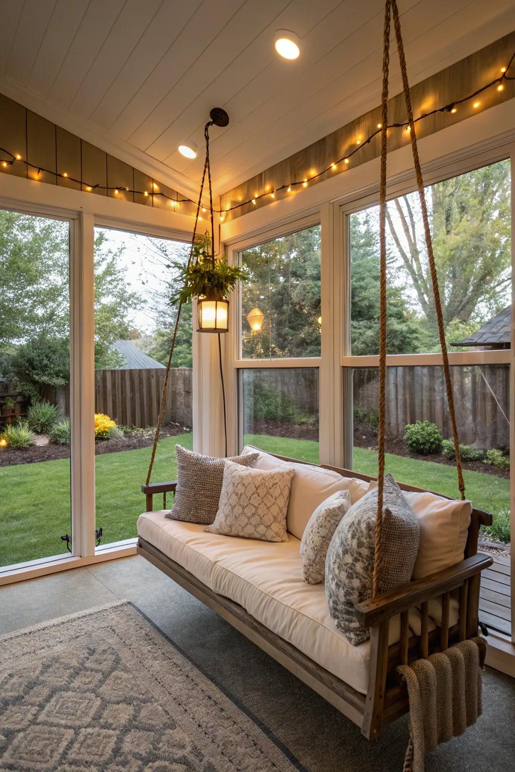 Enjoy your swing year-round in an enclosed porch.