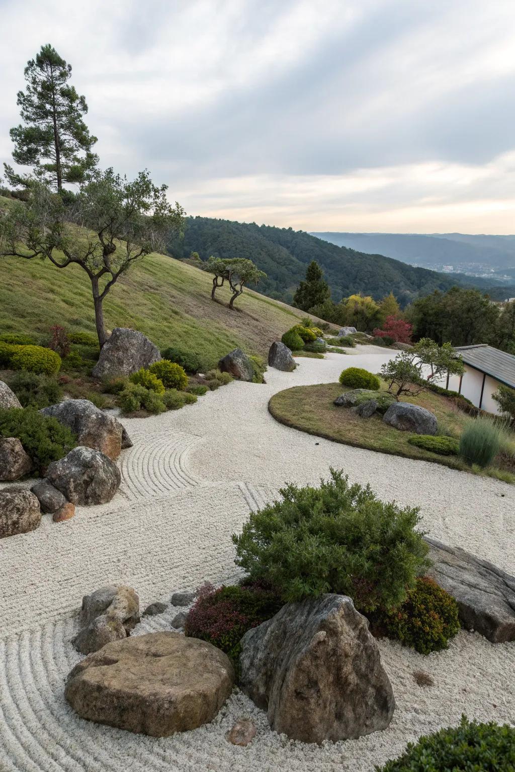 A Zen rock garden infuses calmness and simplicity into your gradient.