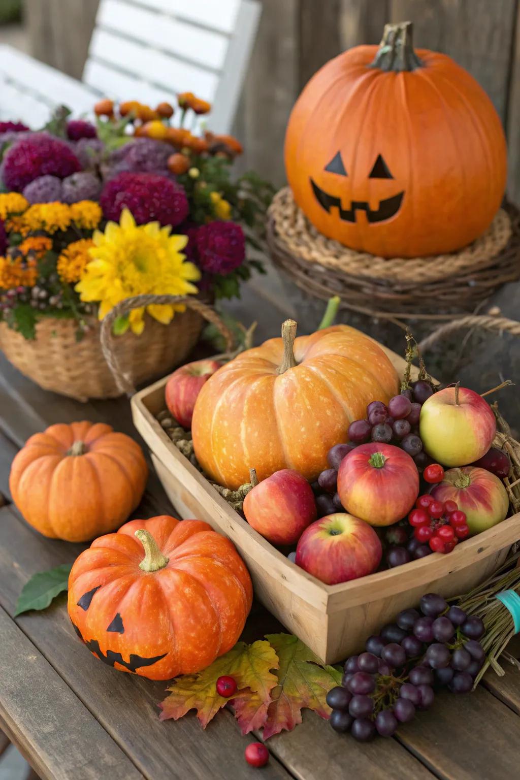 A harvest-inspired fruit presentation tailored for autumn.