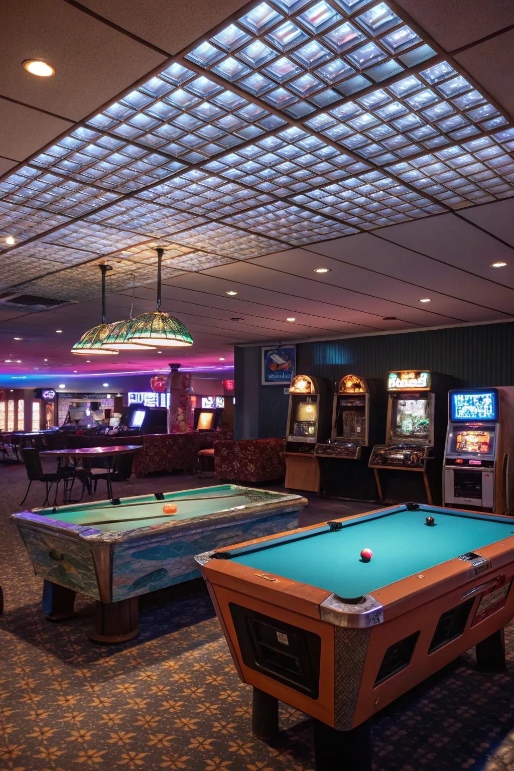 Surrounding light panels enrich the gaming ambiance.