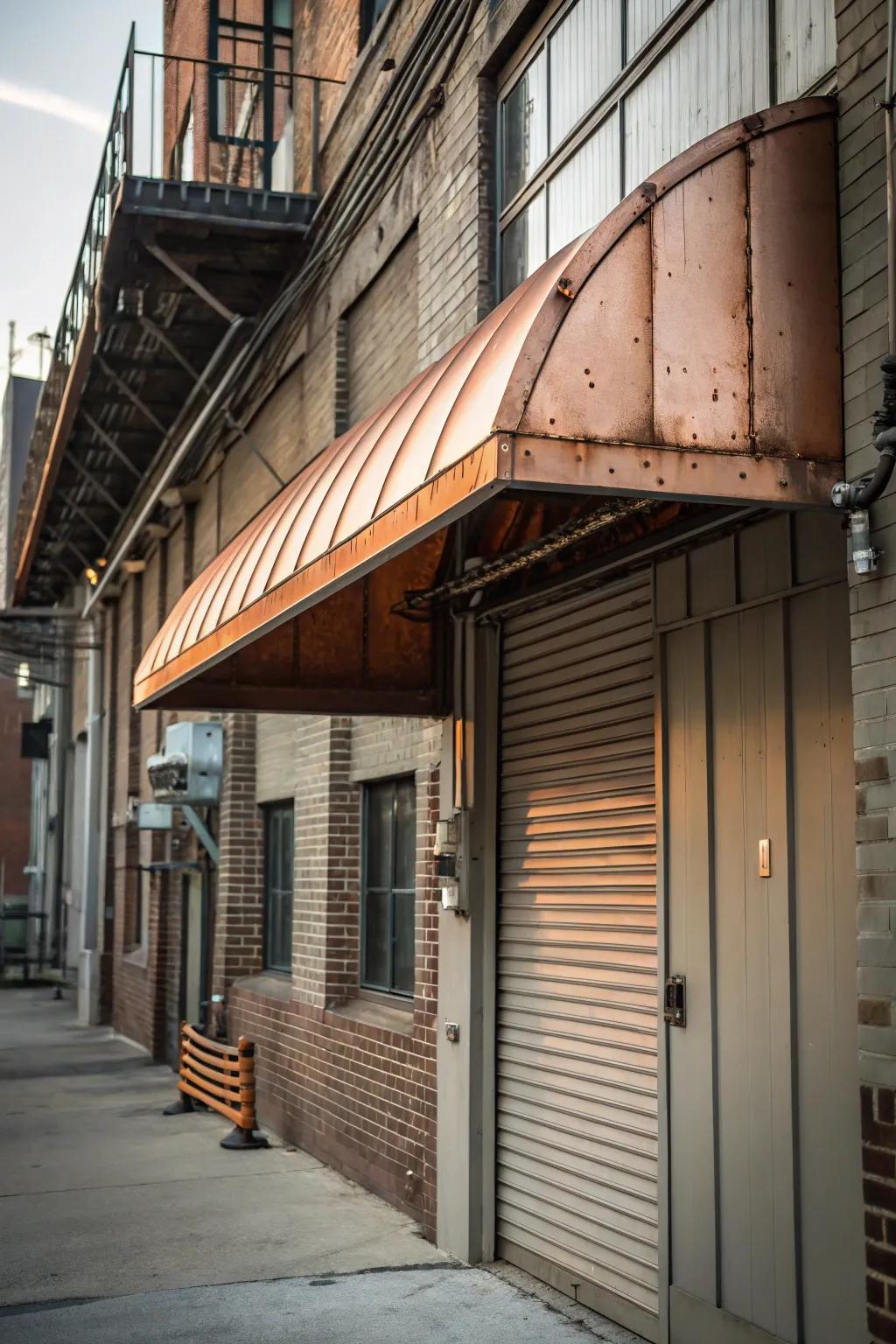 Distinctive classic bronze covering with industrial charm.