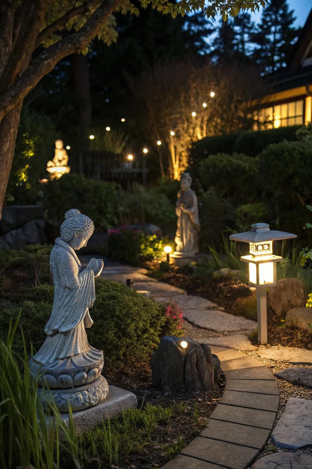 Bring character to your garden with lighted figurines.
