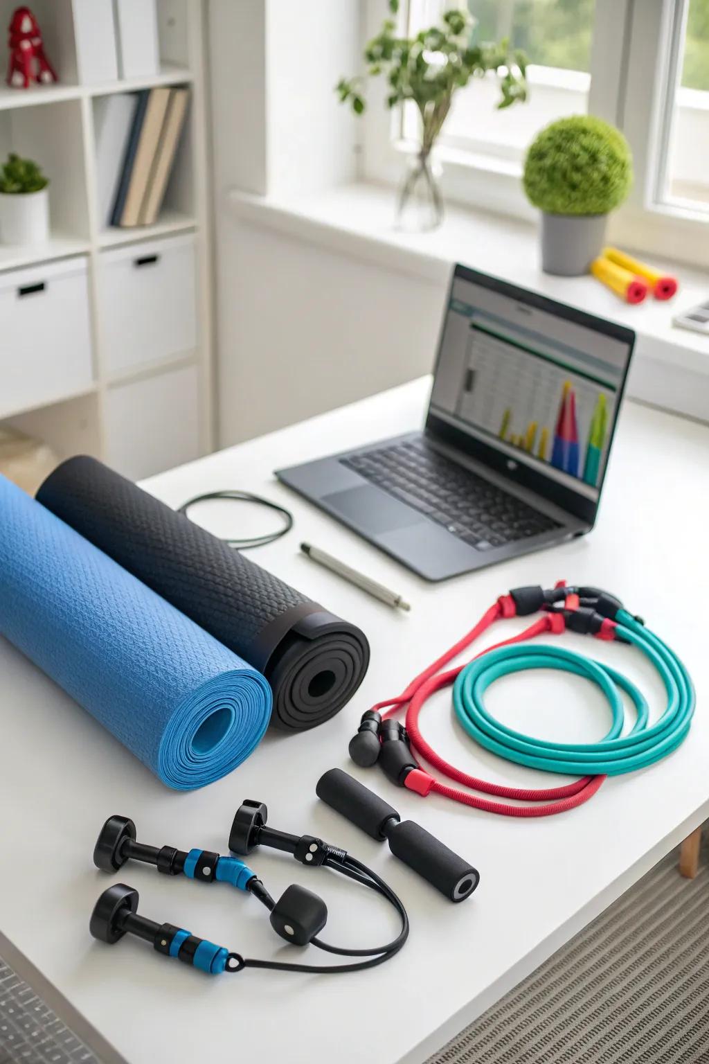 Keeping active with space-conscious fitness gear.