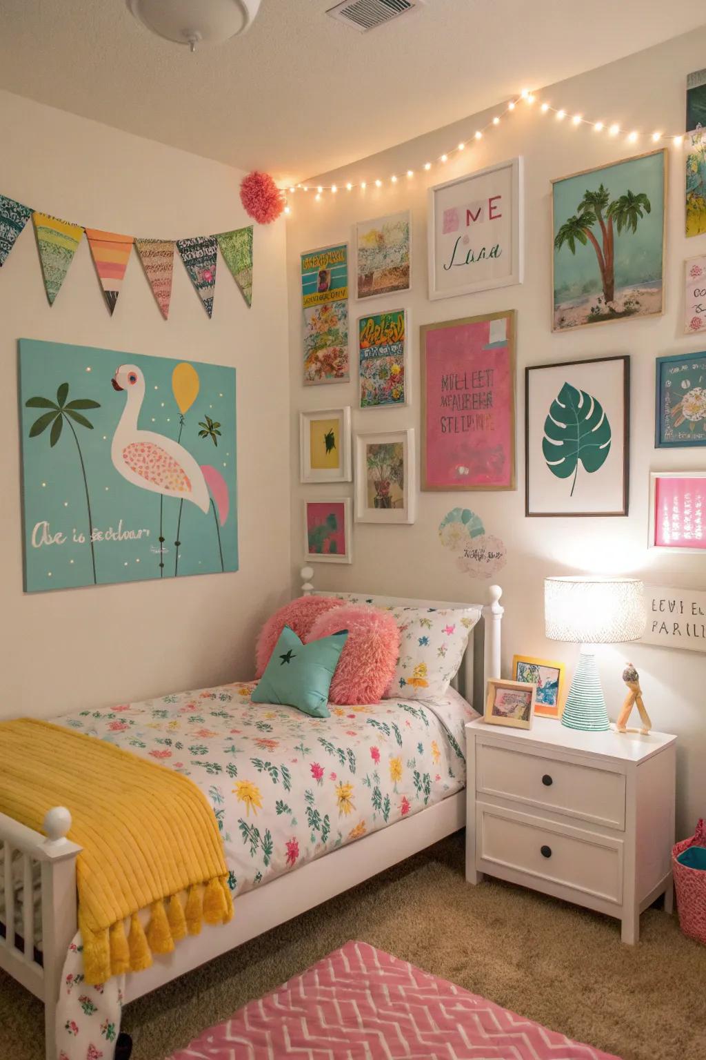 Painted art gives a customized feel and creativity to the space.