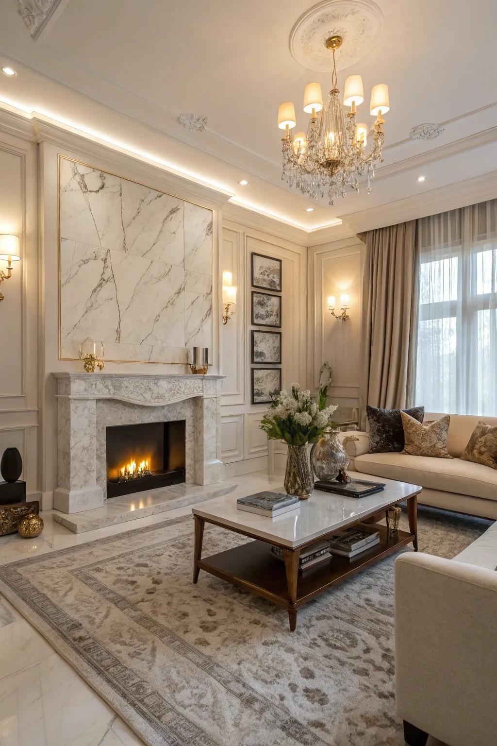 Genuine stone compositions bring sophistication and dimension.