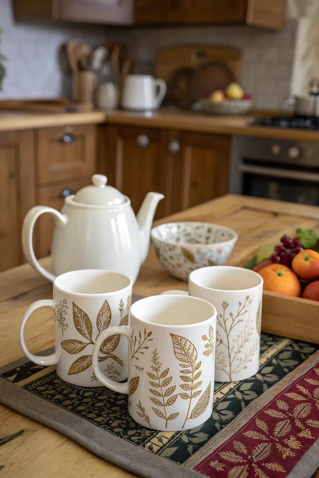 Savor a lavish morning coffee with gilded paper cups.