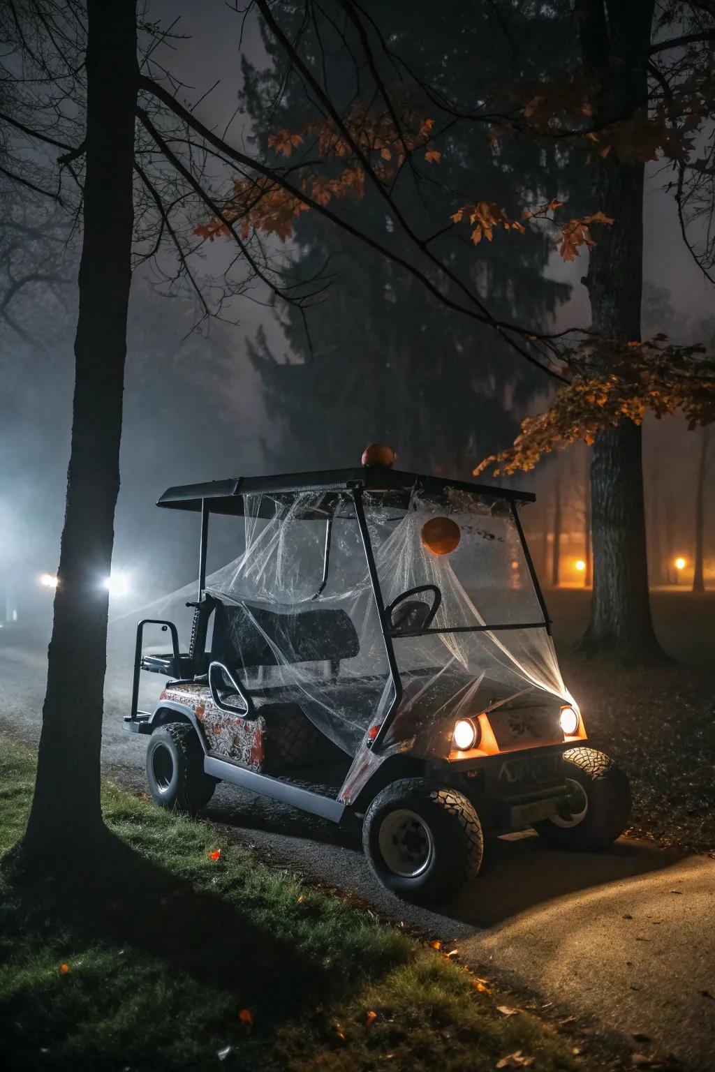 Establish a framework for a spooky escapade using All Hallows Eve-themed adornments.