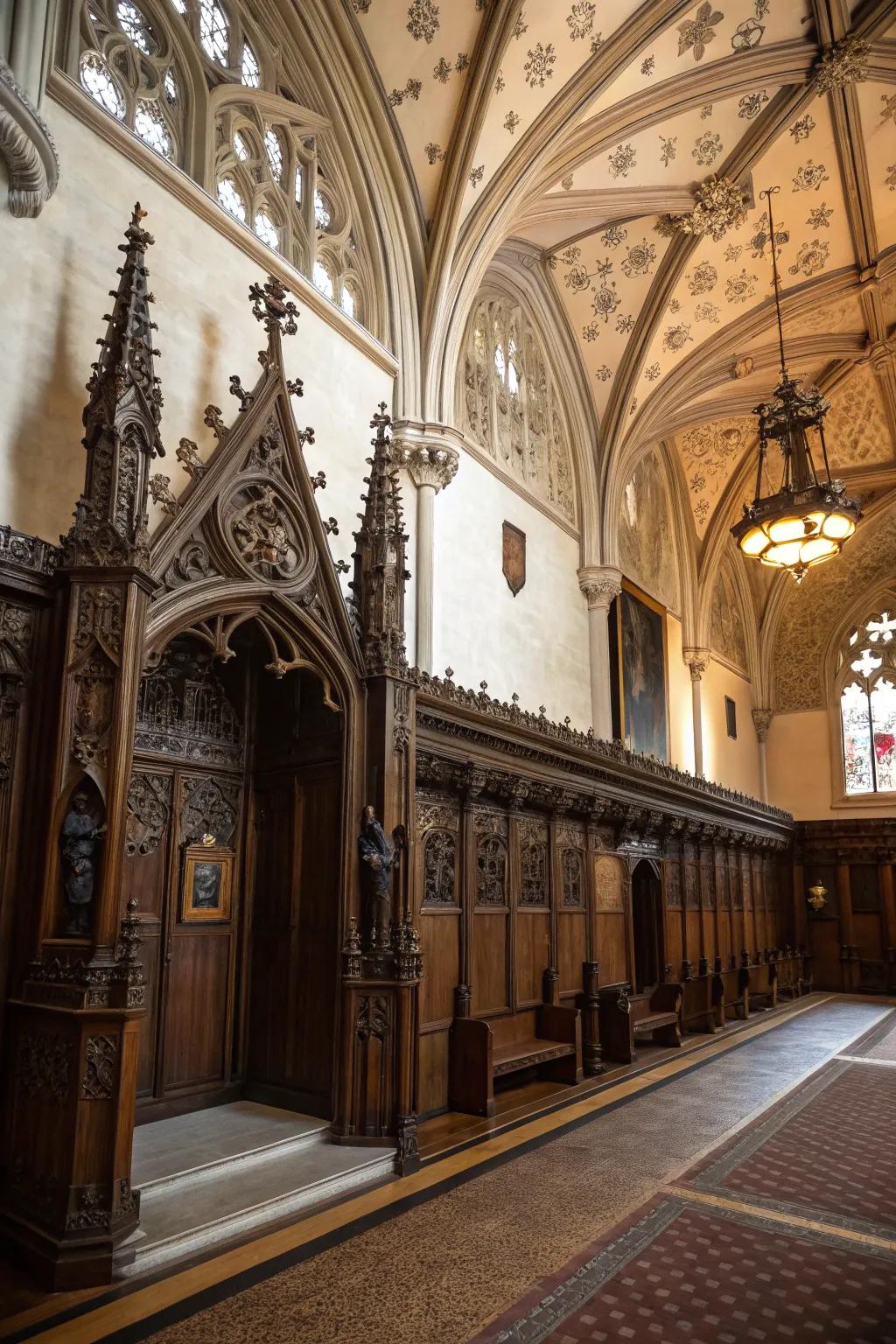 Meticulous moldings that elevate the gothic aesthetic.