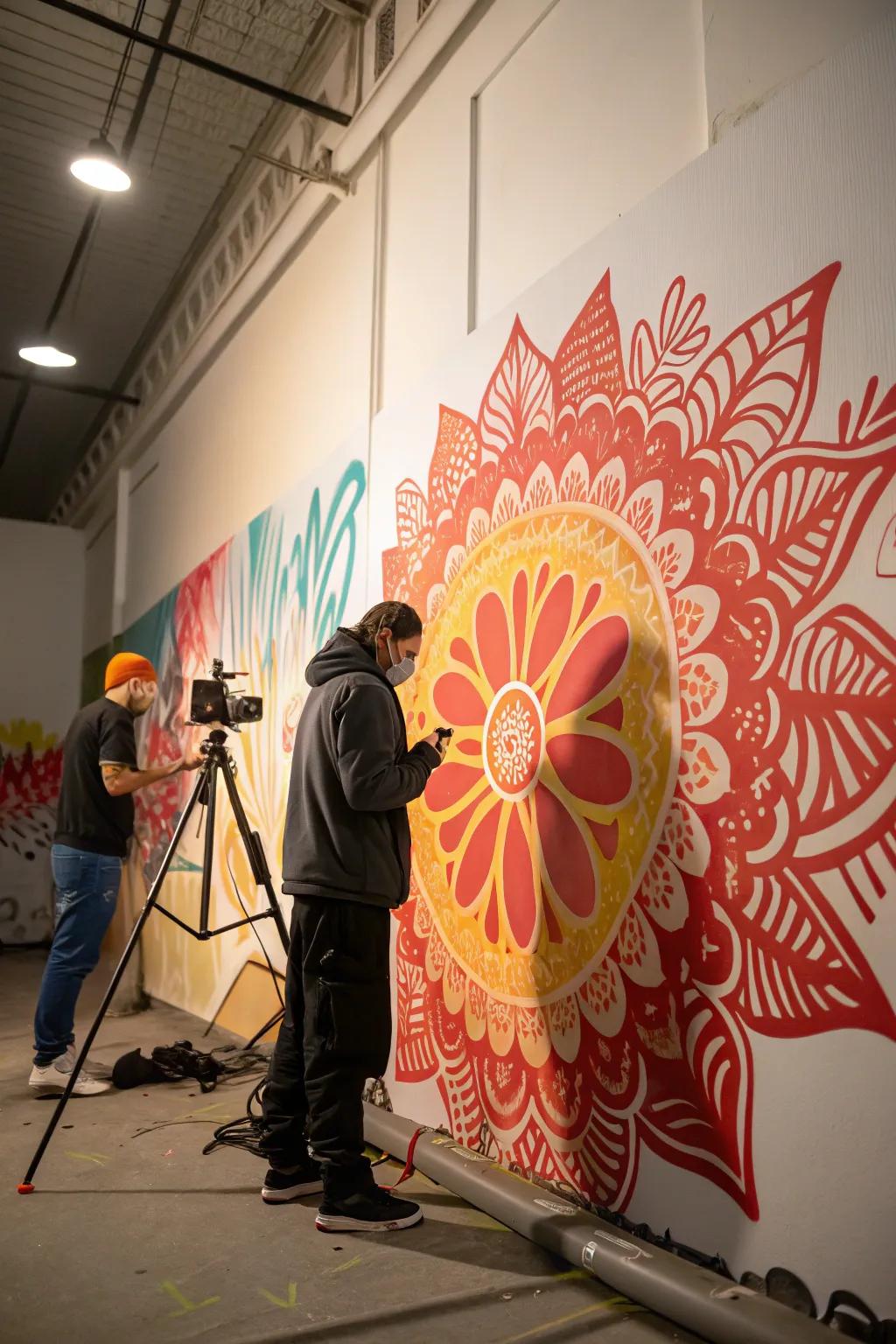 Stencil-style graffiti providing a clean look in a studio