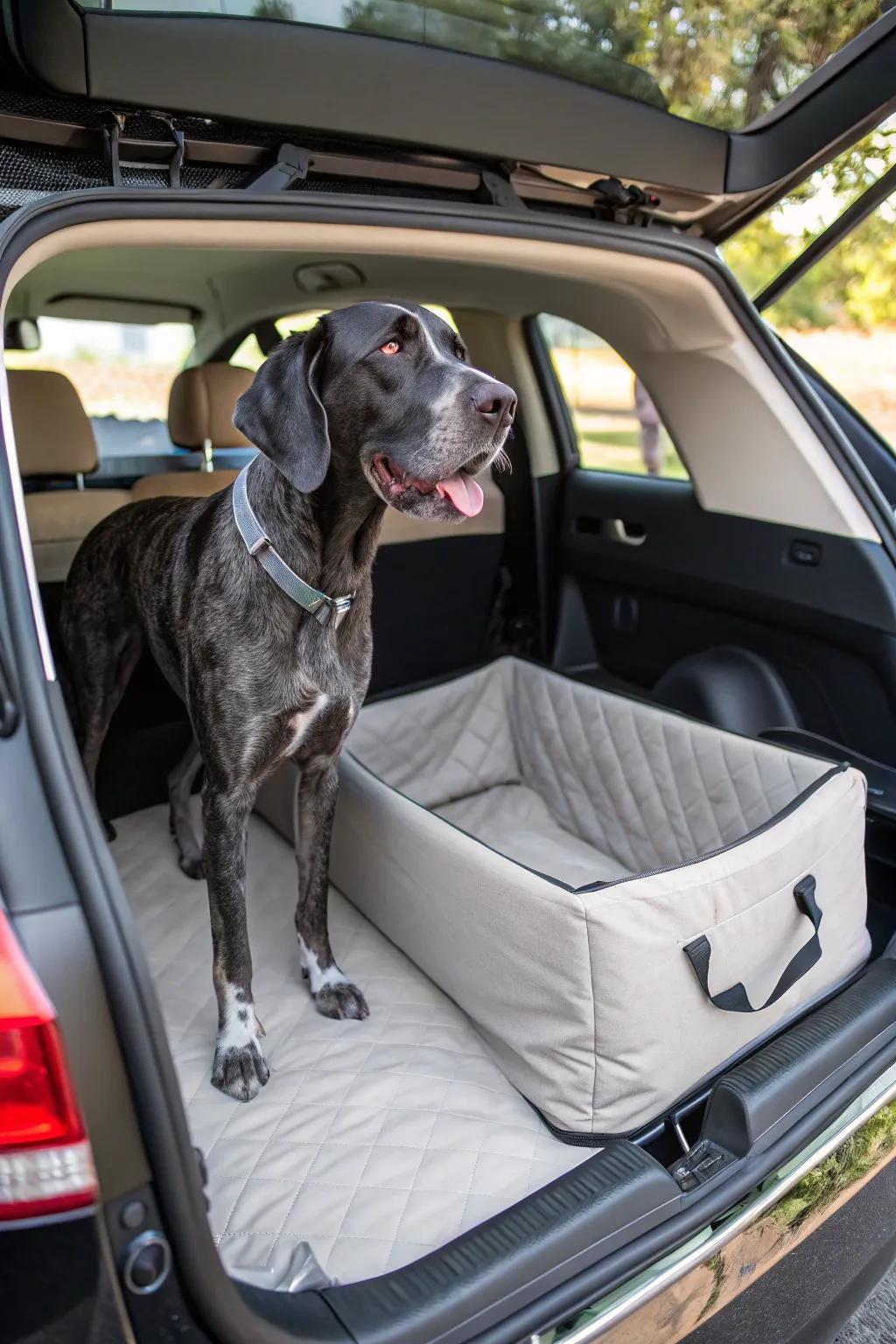 Portable dog beds guarantee your Great Dane's utmost comfort while traveling.