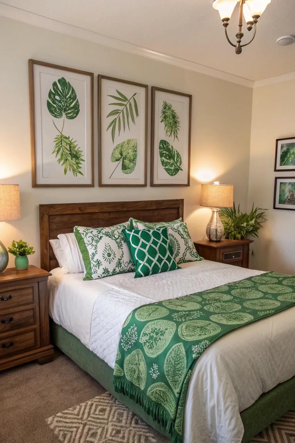 Artwork delicately introduces color with sophistication.