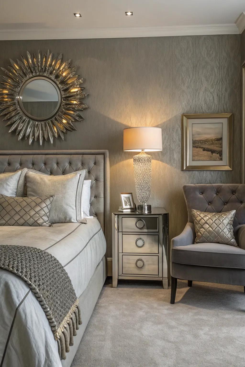 Metallic inflections imparting a touch of glamour to a grey focus surface.