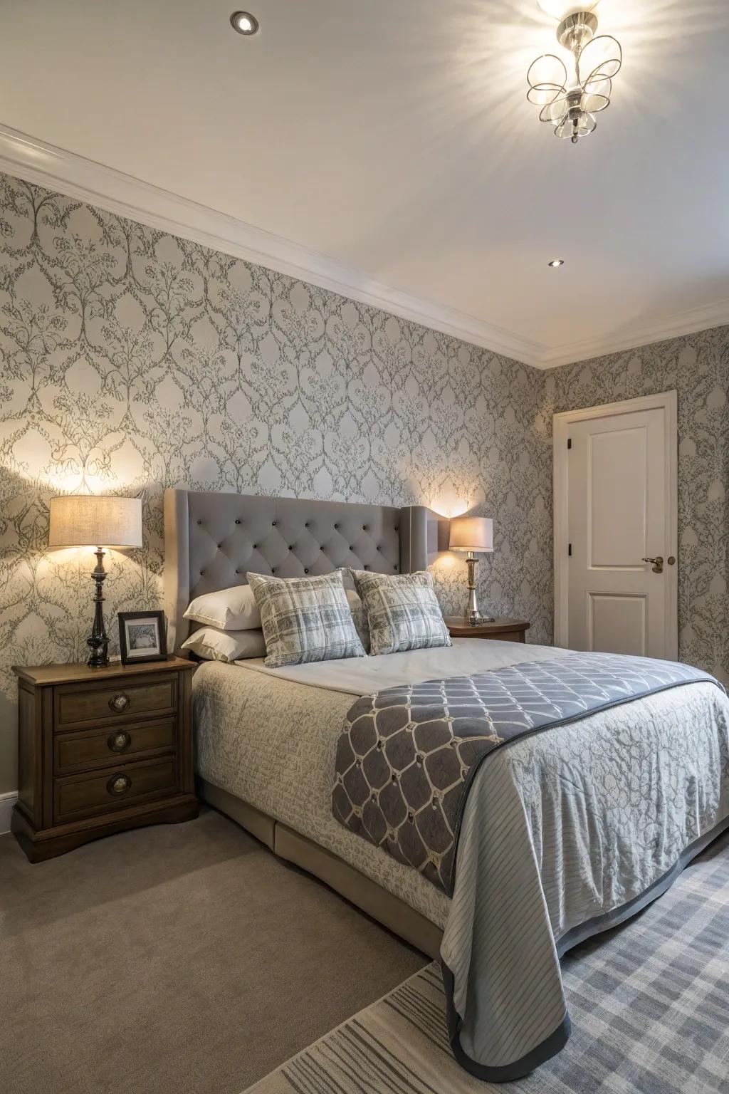 Designs add interest to a grey personal space.