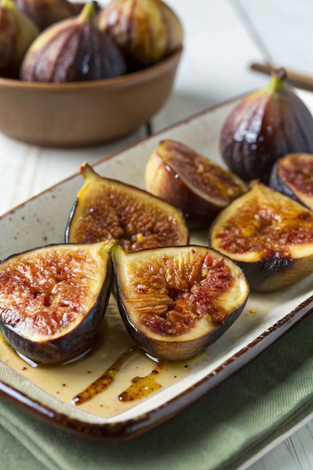Grilled figs offer a delightful fusion of sweetness and smokiness for dessert.