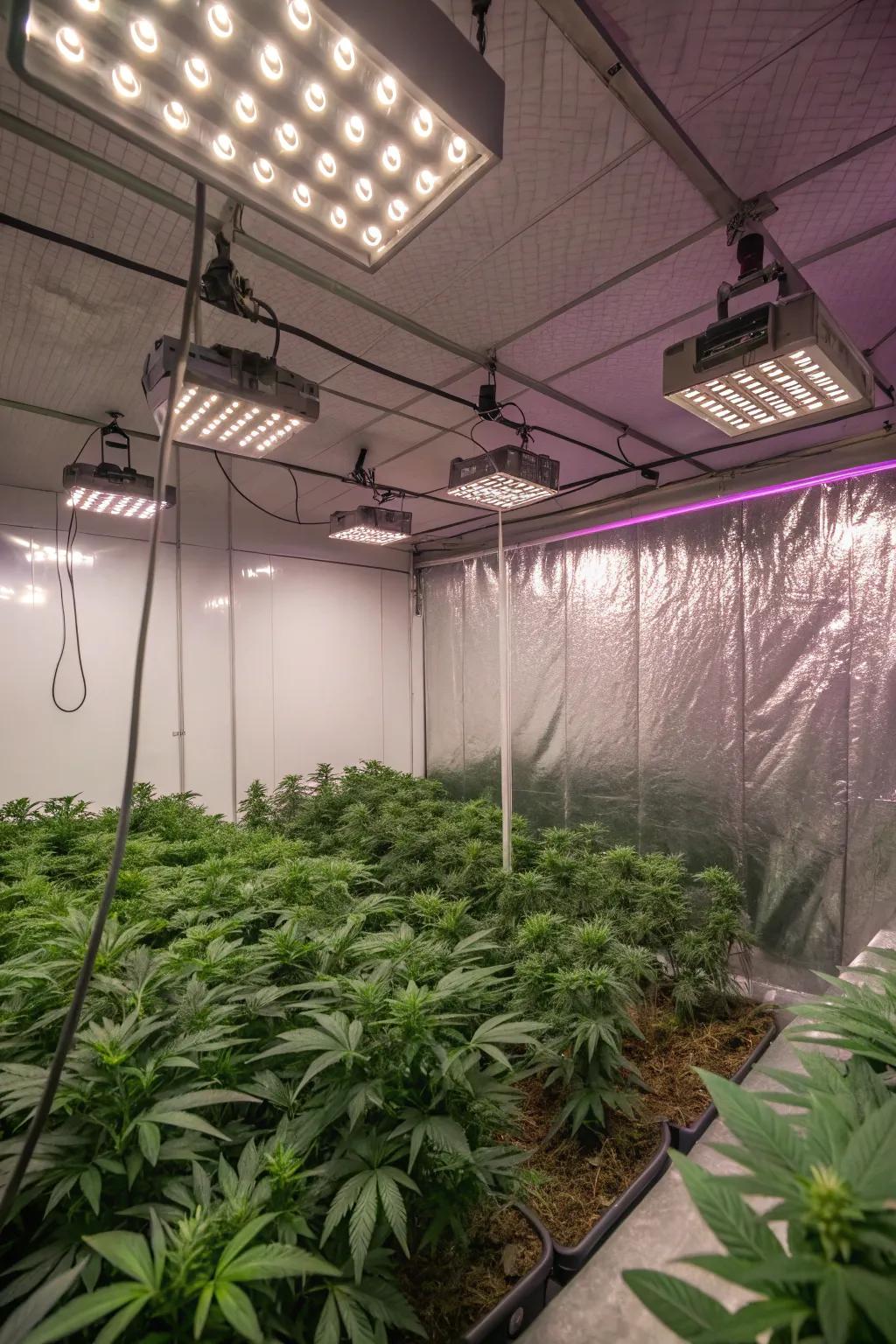Shiny walls help light spread out in your grow room.
