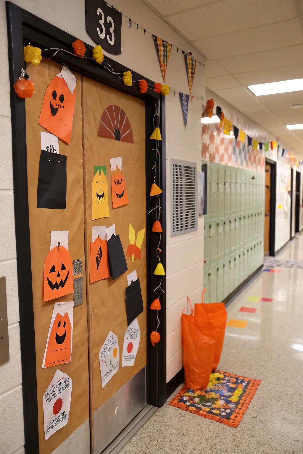 A trick-or-treat trail, replete with paper confection surprises.