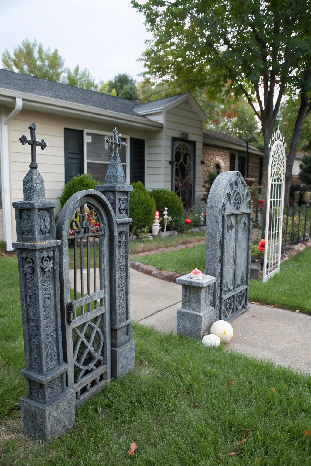 A theatrical entrance with custom burial ground entrances.