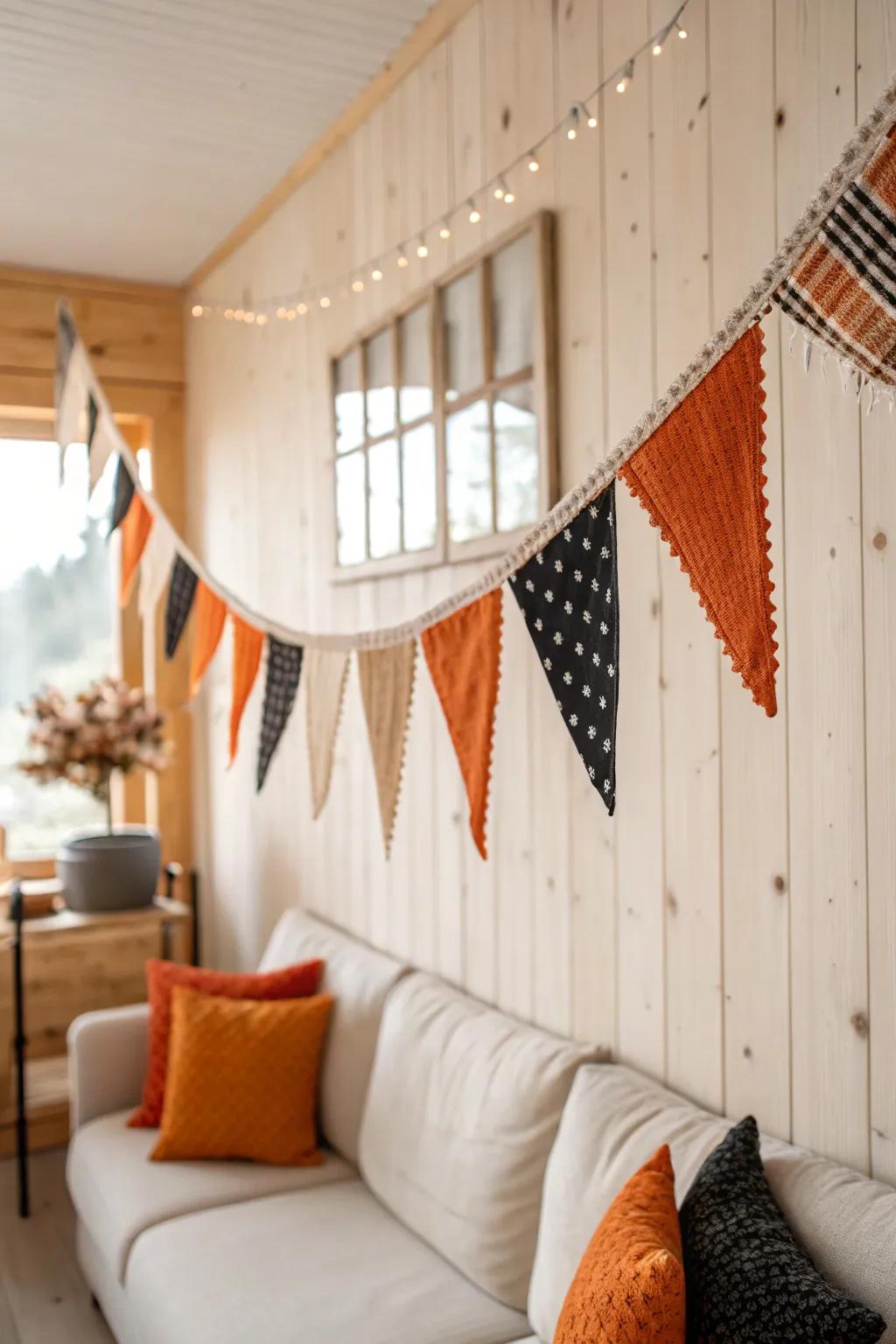 Include a hint of festive appeal using vibrant Halloween buntings!