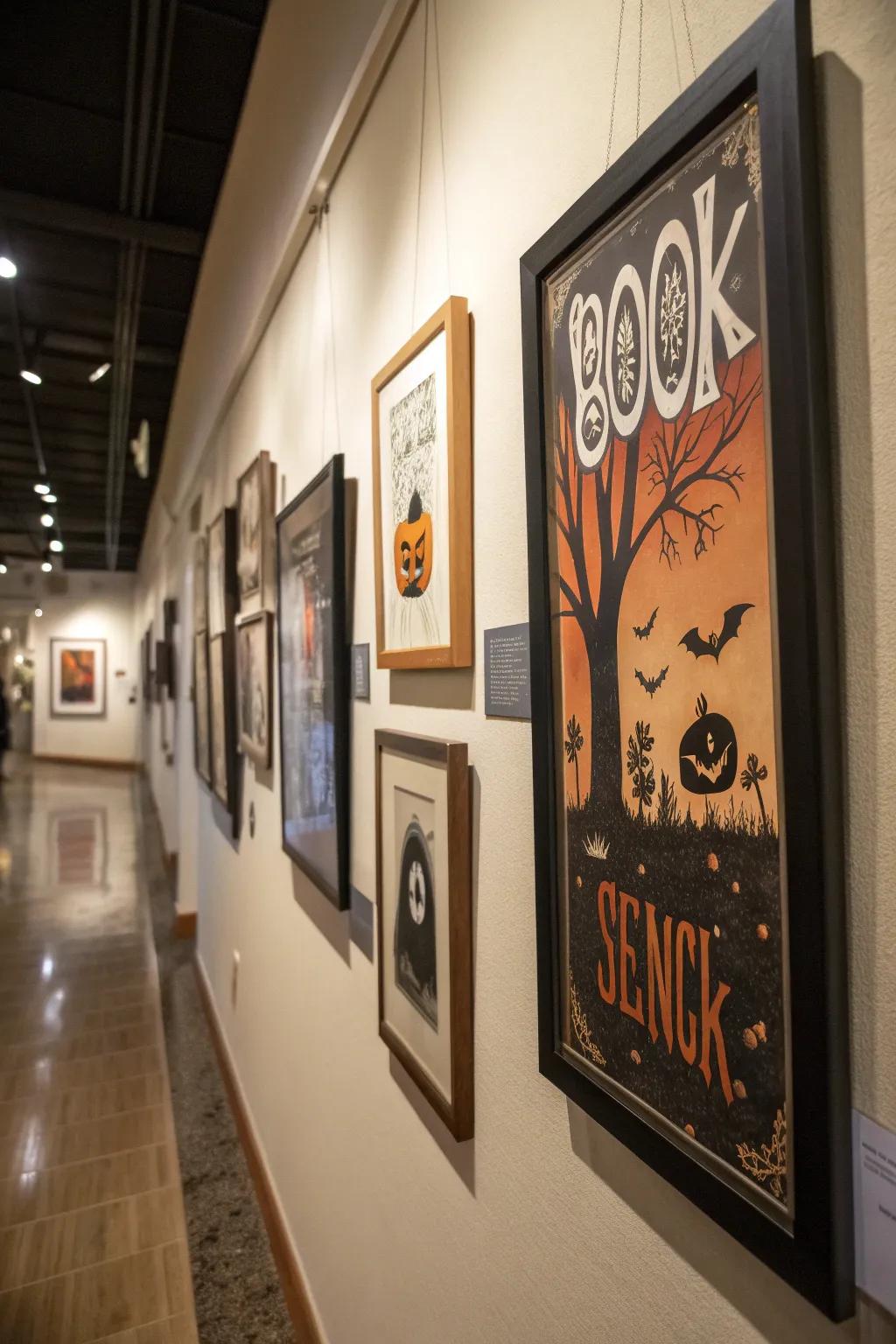 Decorative film art transforms any wall into a Halloween gallery.
