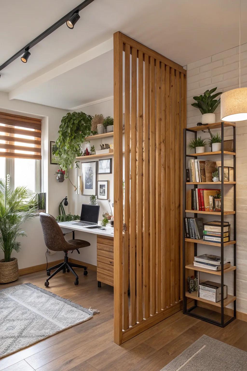 Wood stripes give warmth and an organic feel.