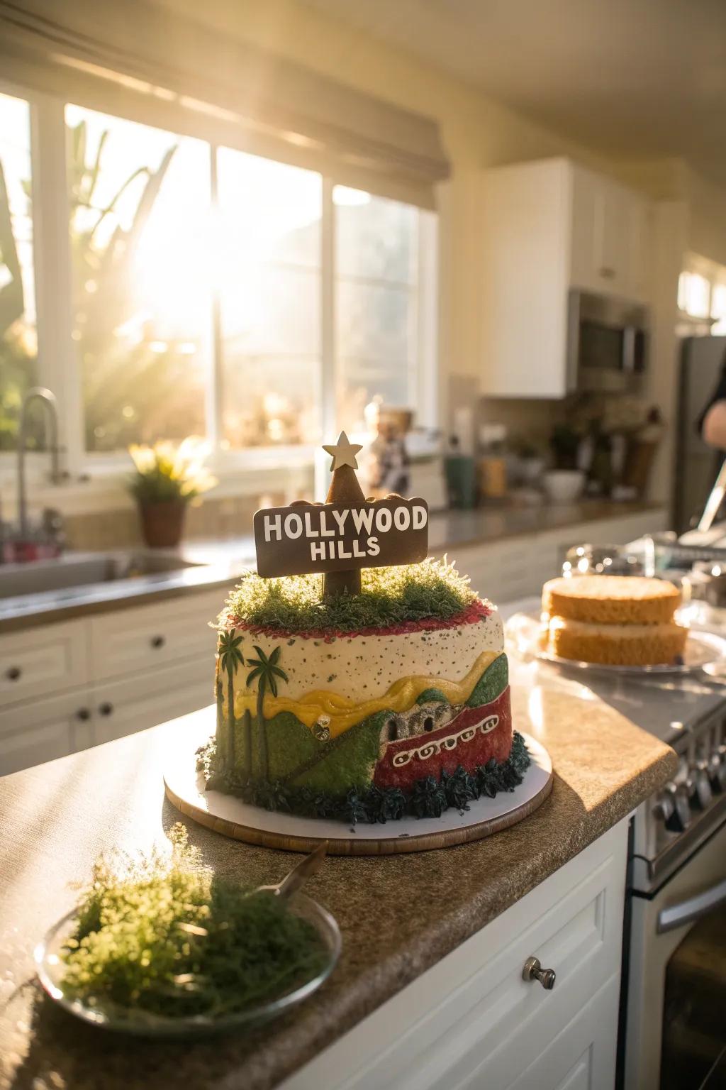 A cake inspired by the legendary Hollywood Slopes, ideal for a themed occasion.
