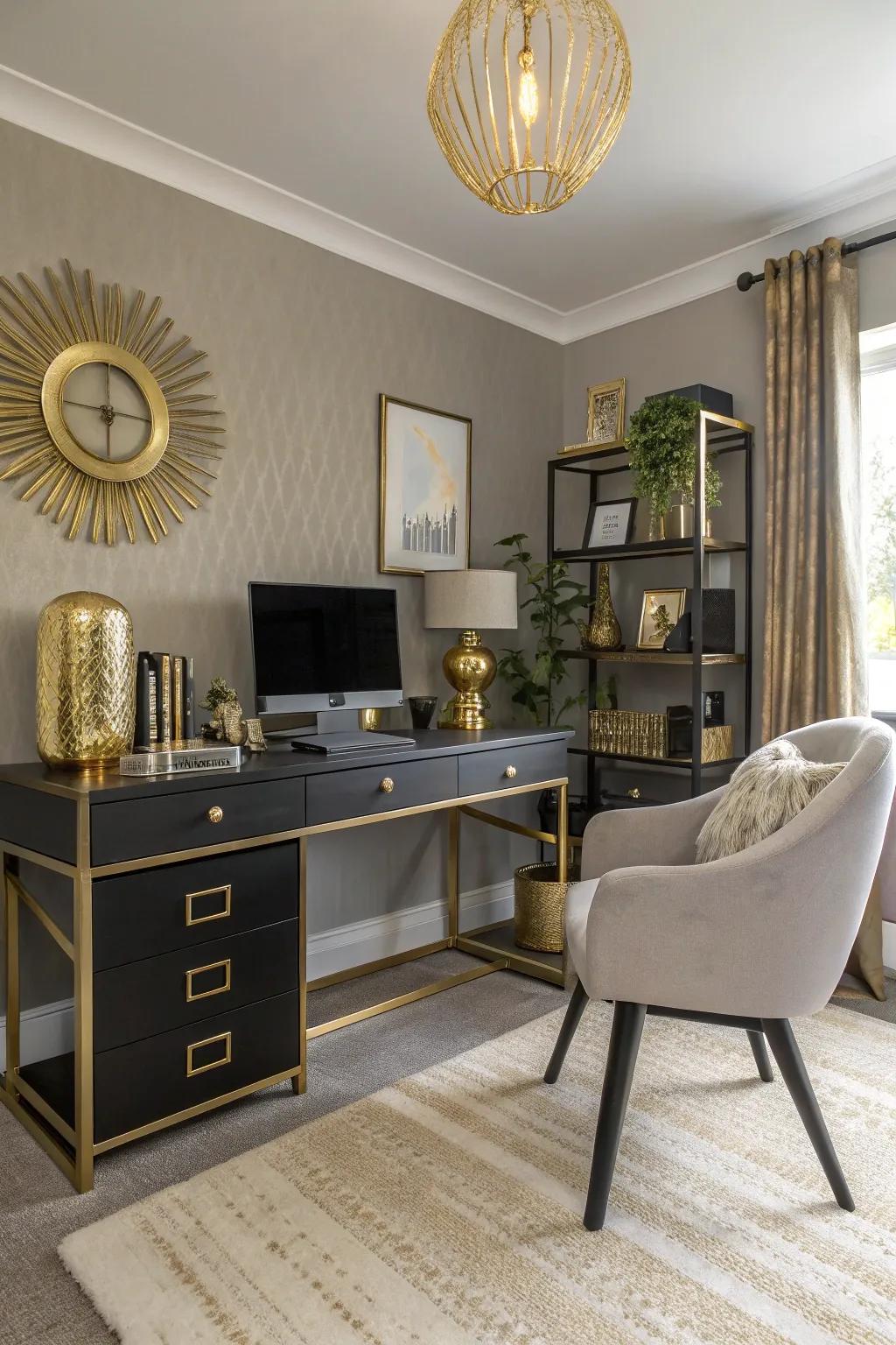 Metallic accents give your workspace a hint of glitz.