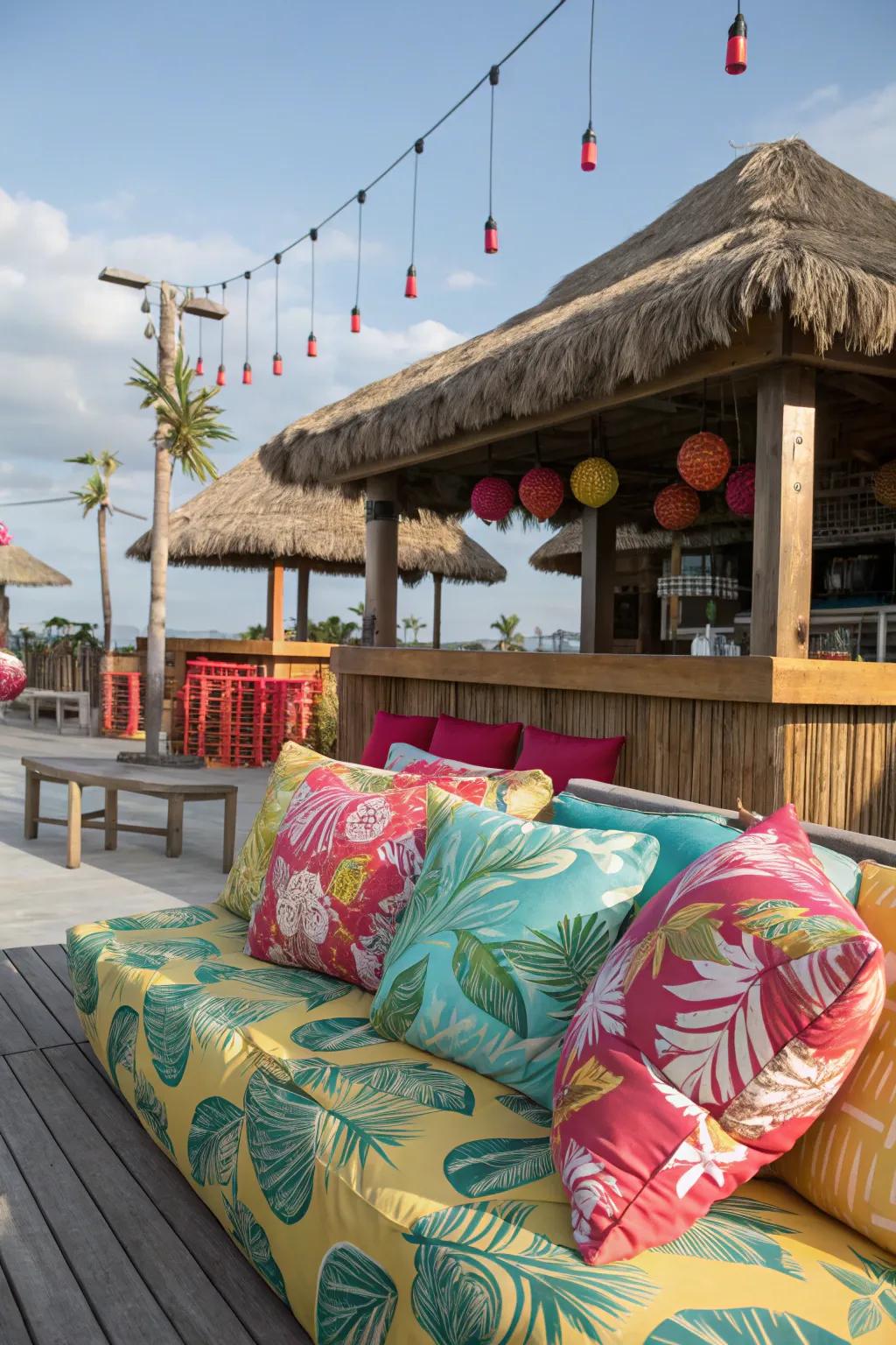 Colorful pillows enhance comfort and style.