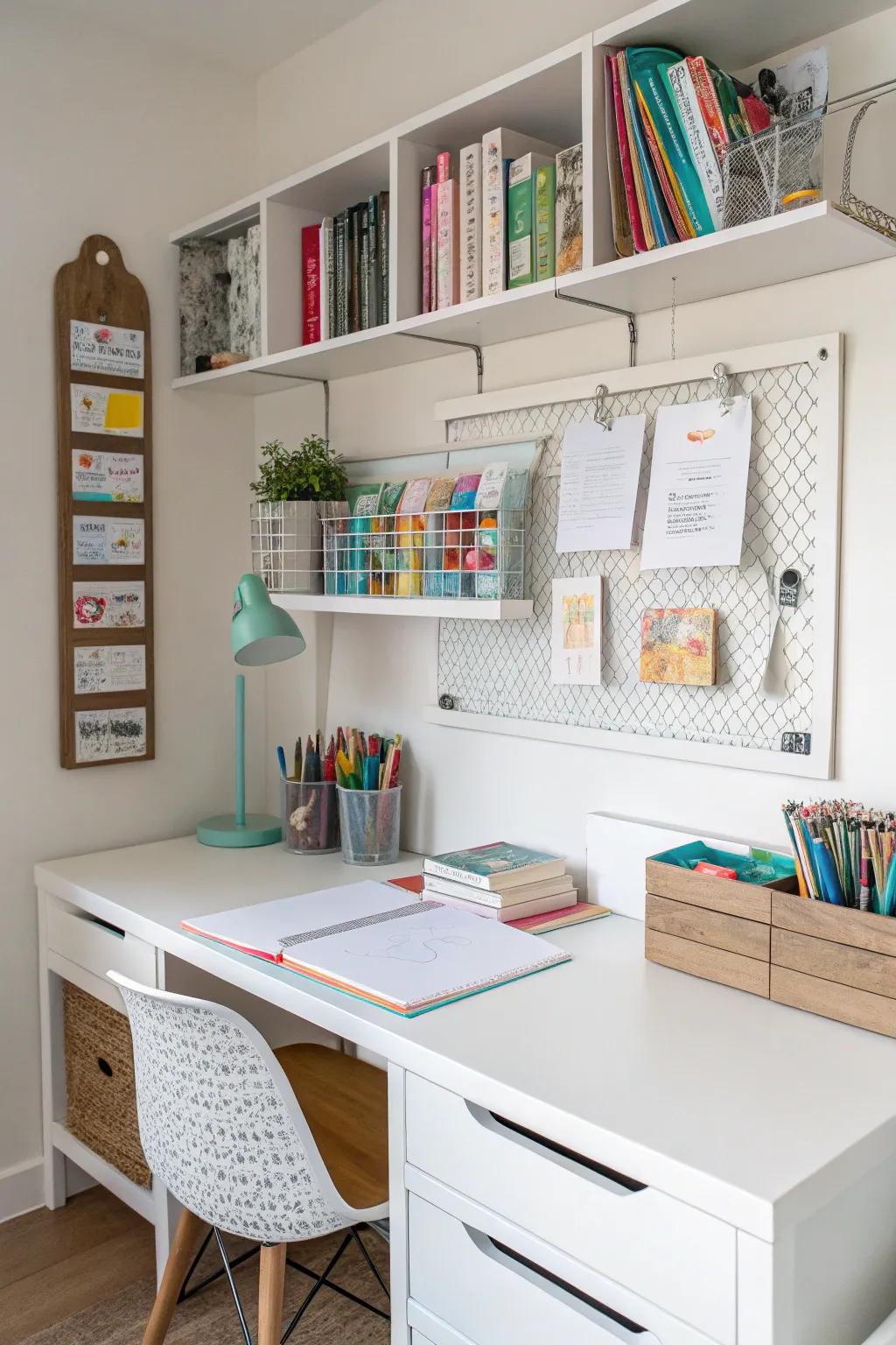Amplifying space through vertical storage solutions.