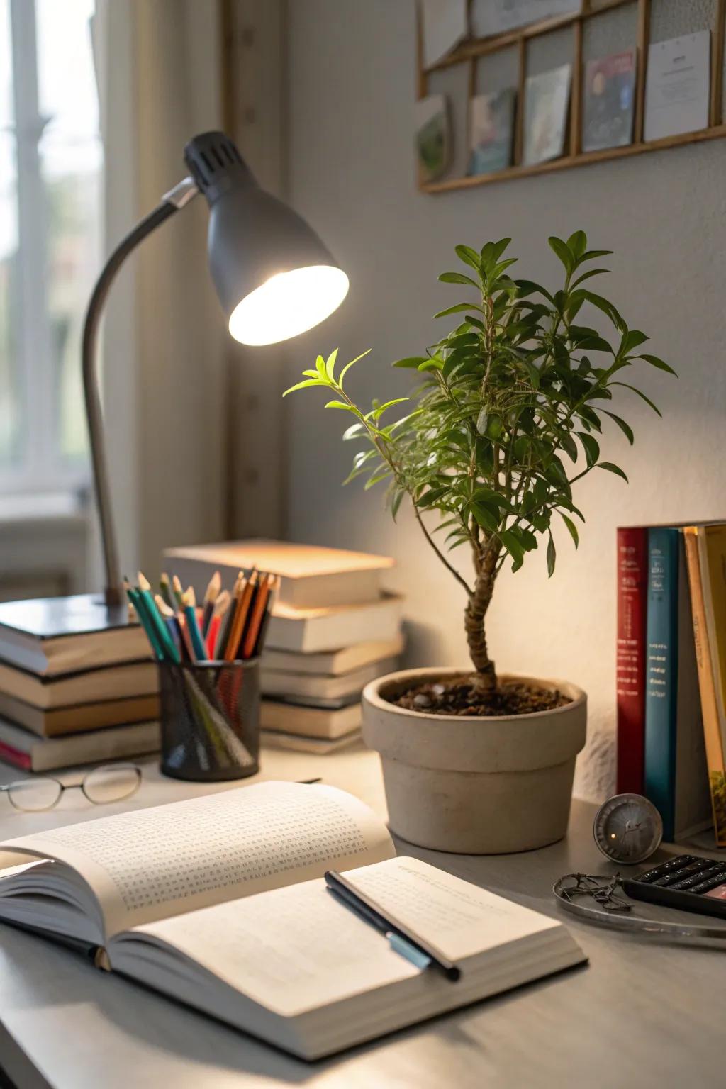 A touch of nature brings calm to study sessions.