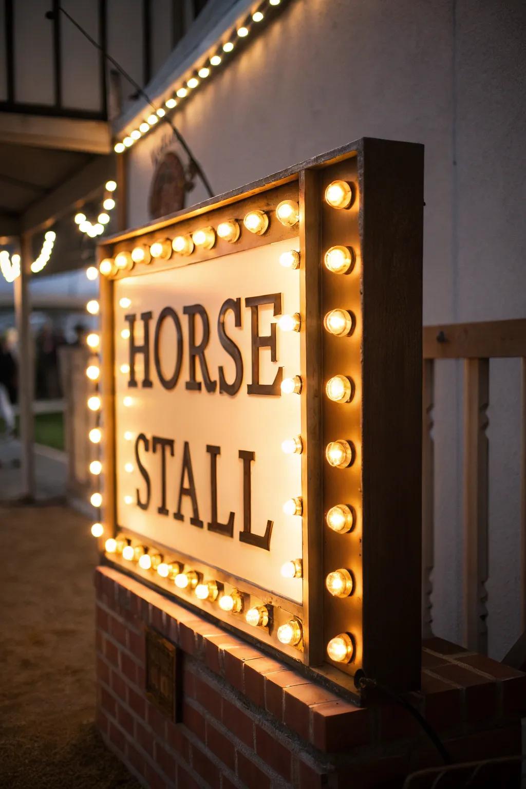 A brightened stall marker ensuring nighttime visibility.