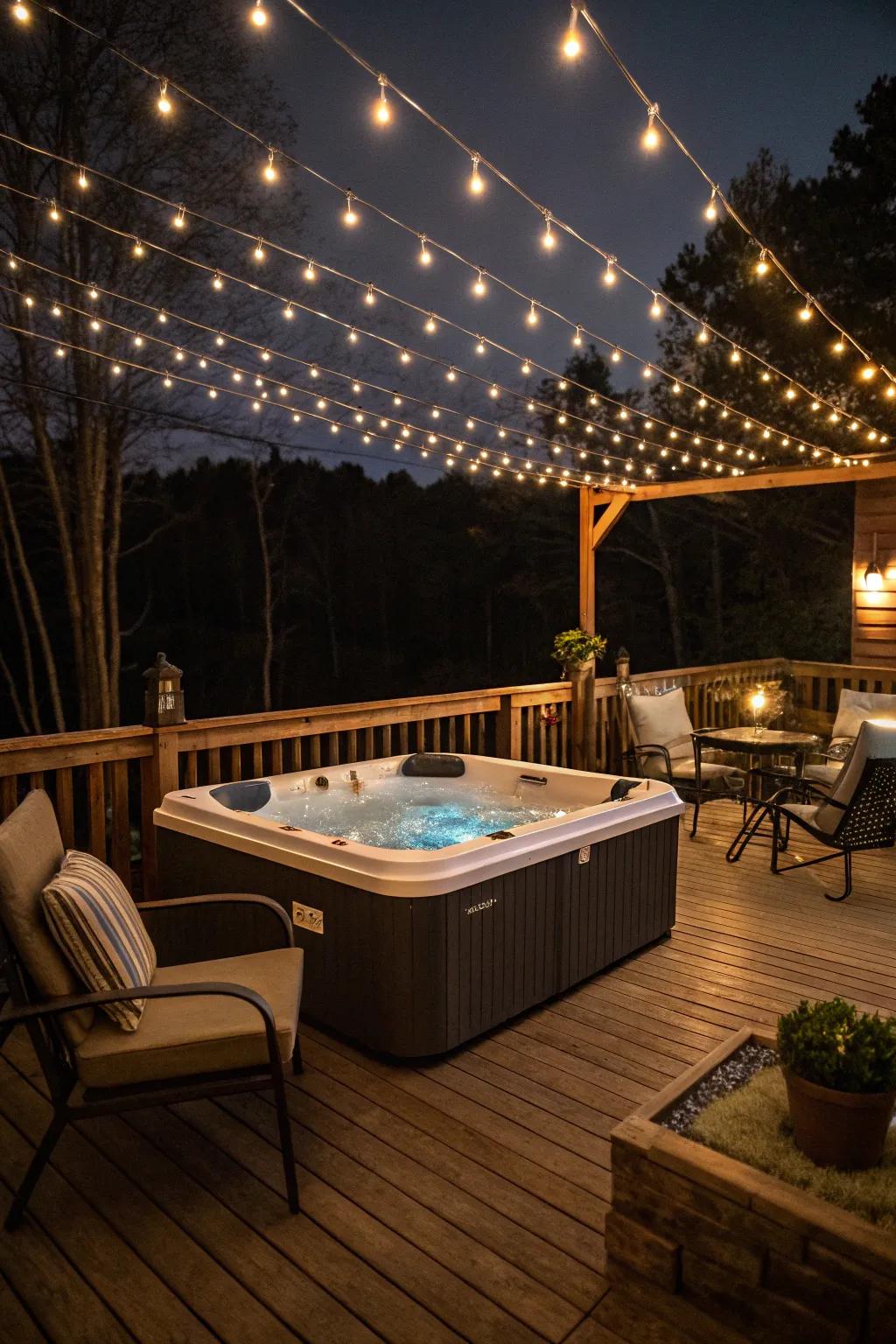 Transform your evenings with twinkling lights above your spa.