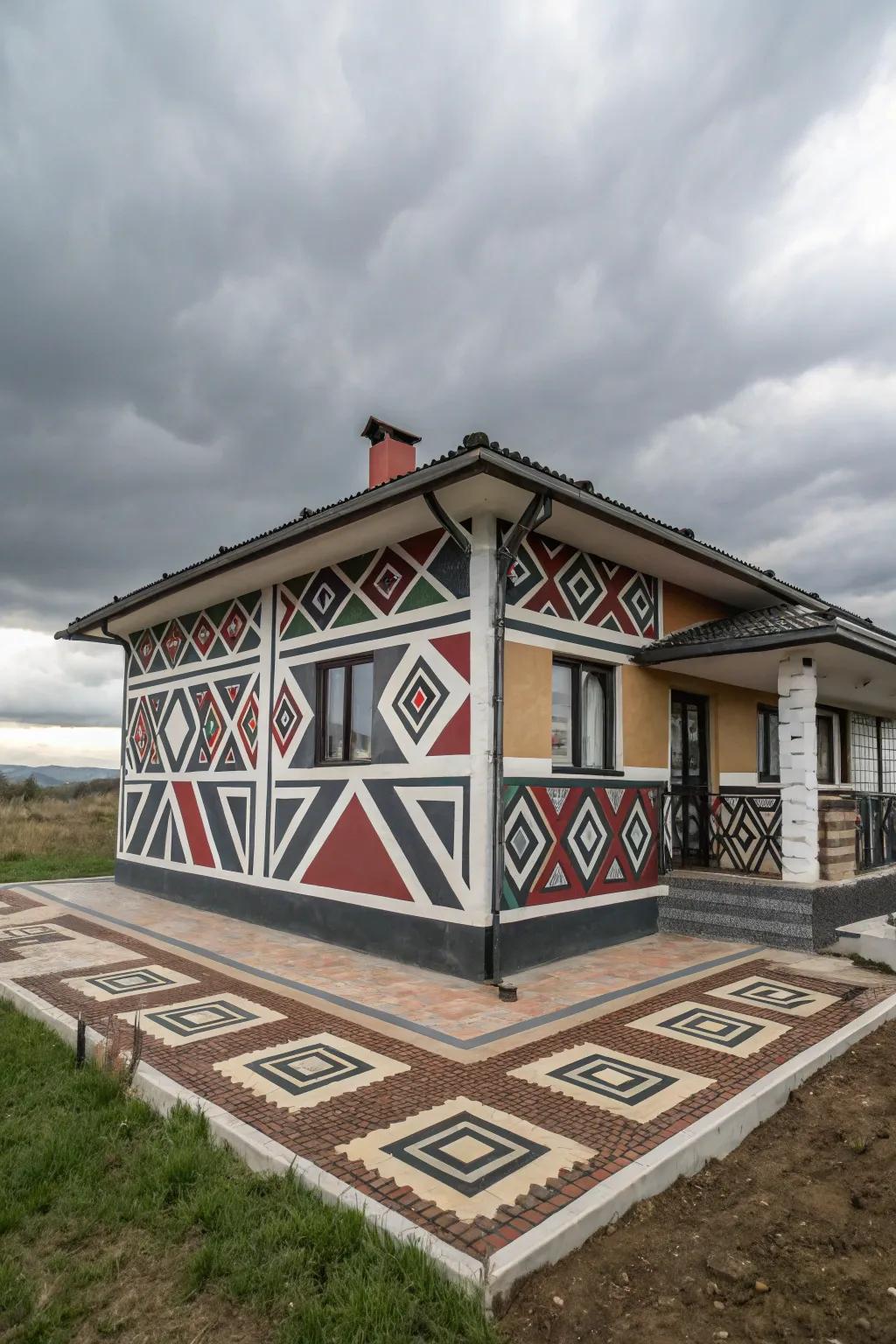 Shape designs add a contemporary touch to this base.