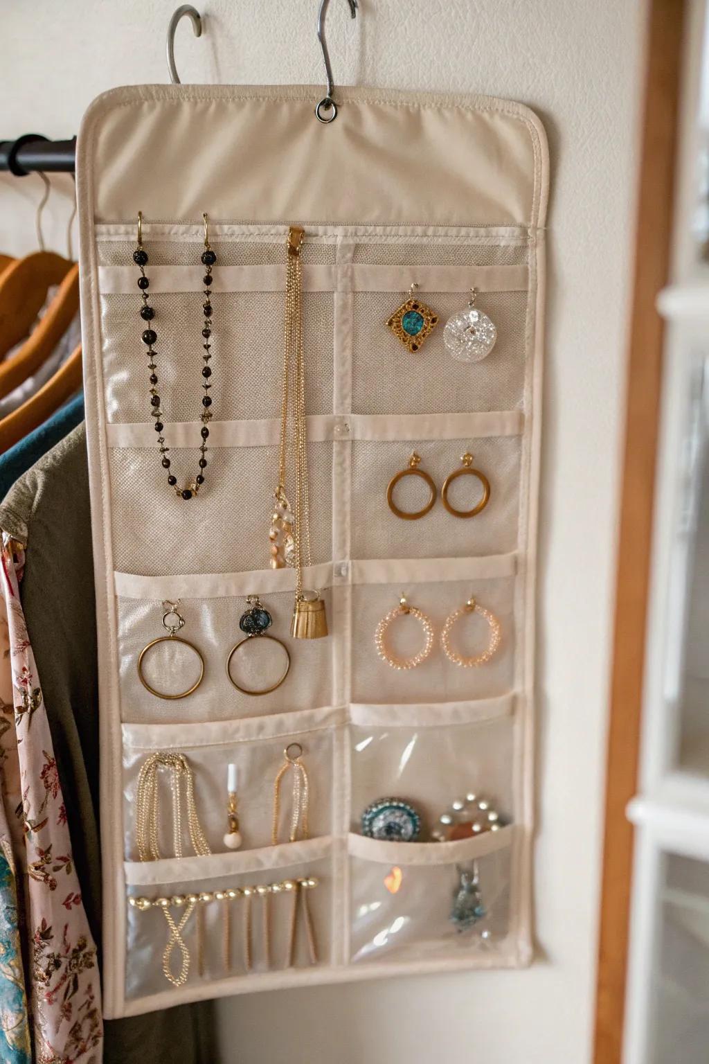 Maintain a neat and transparent arrangement with material pouch organizers.