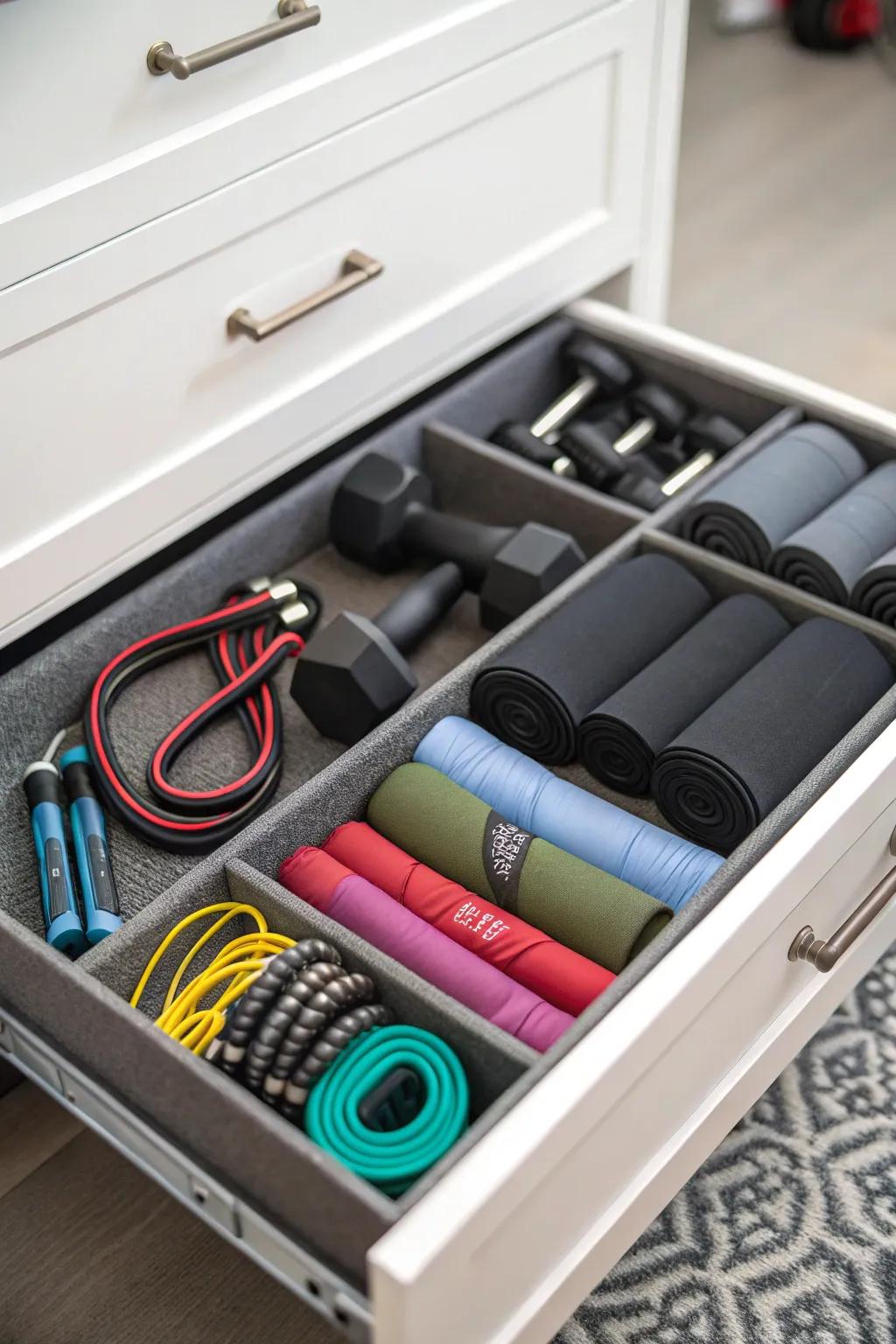 Workout sets stored together for easy matching.