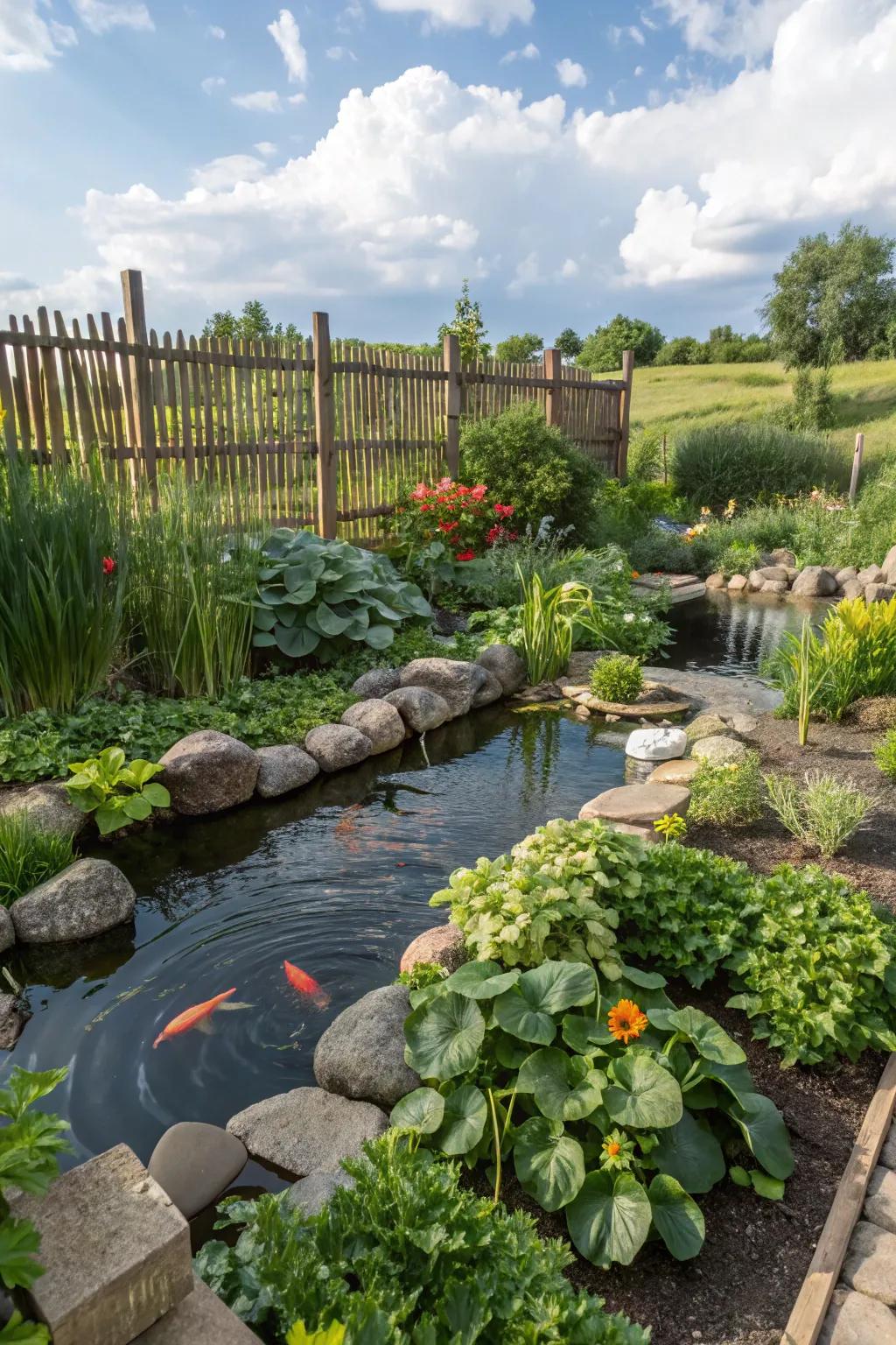 A pond welcomes wildlife and tranquility into your garden area.