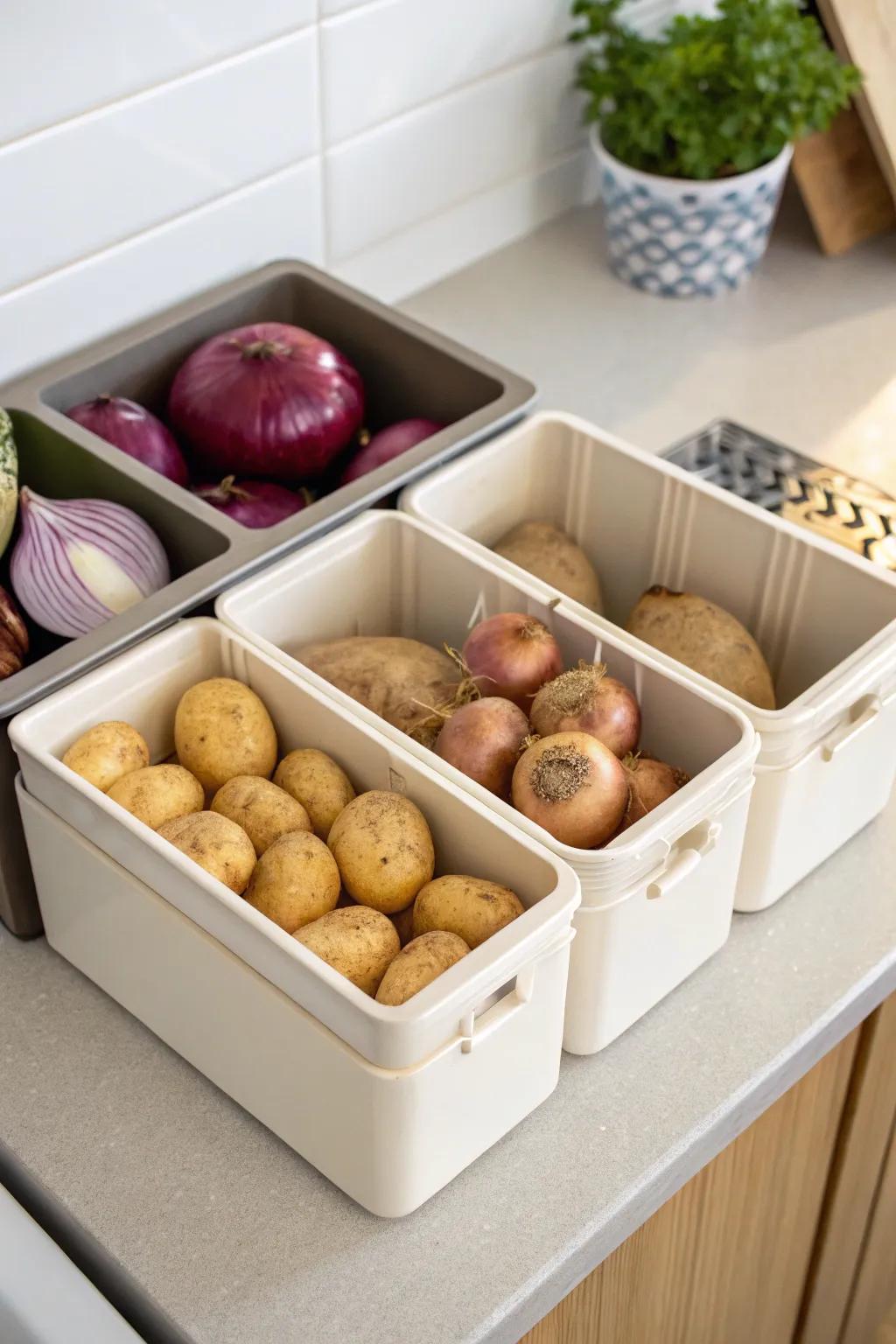 Countertop organizers keep your produce accessible and your kitchen tidy.