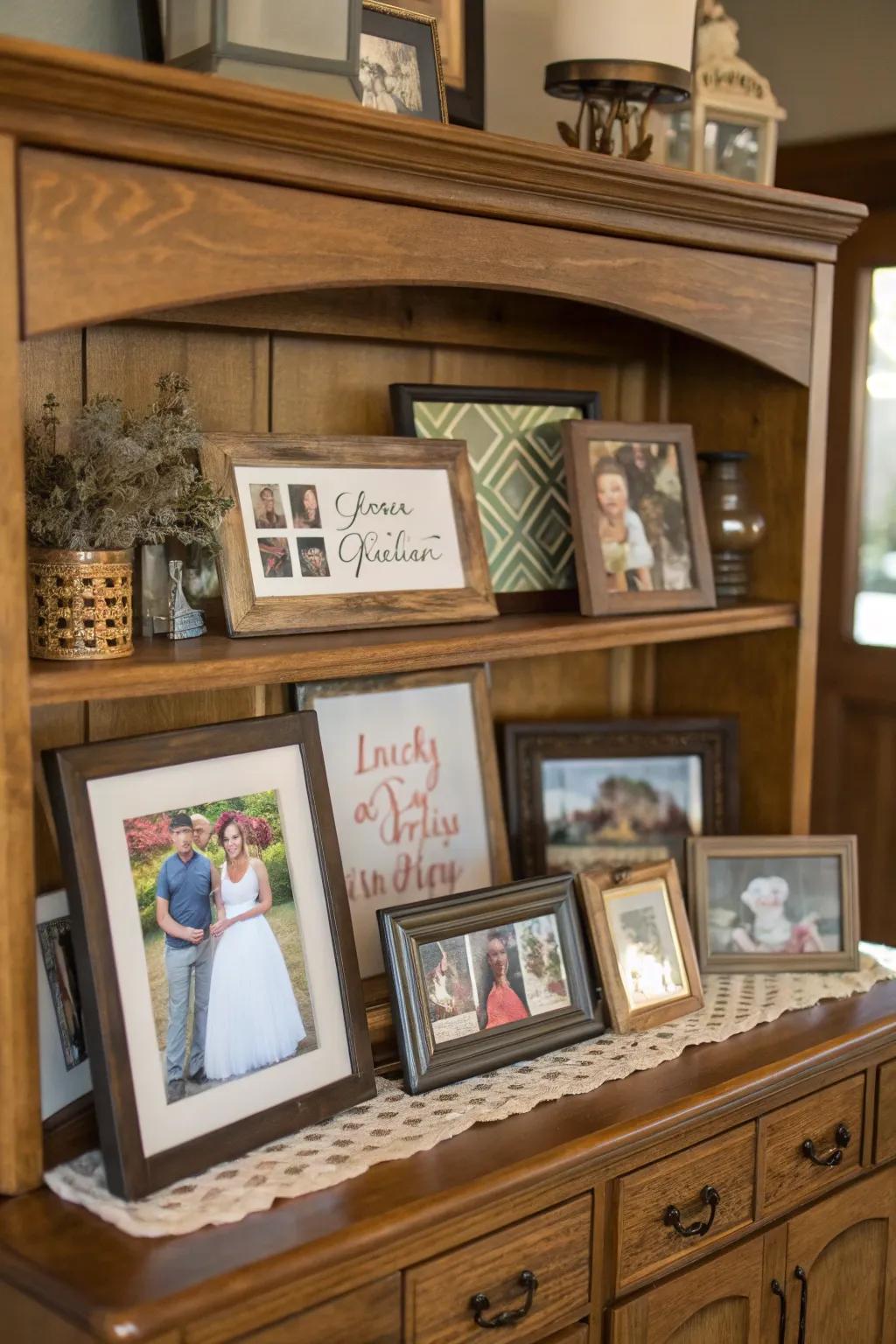 Personalize your area through familial portraits and artistry.