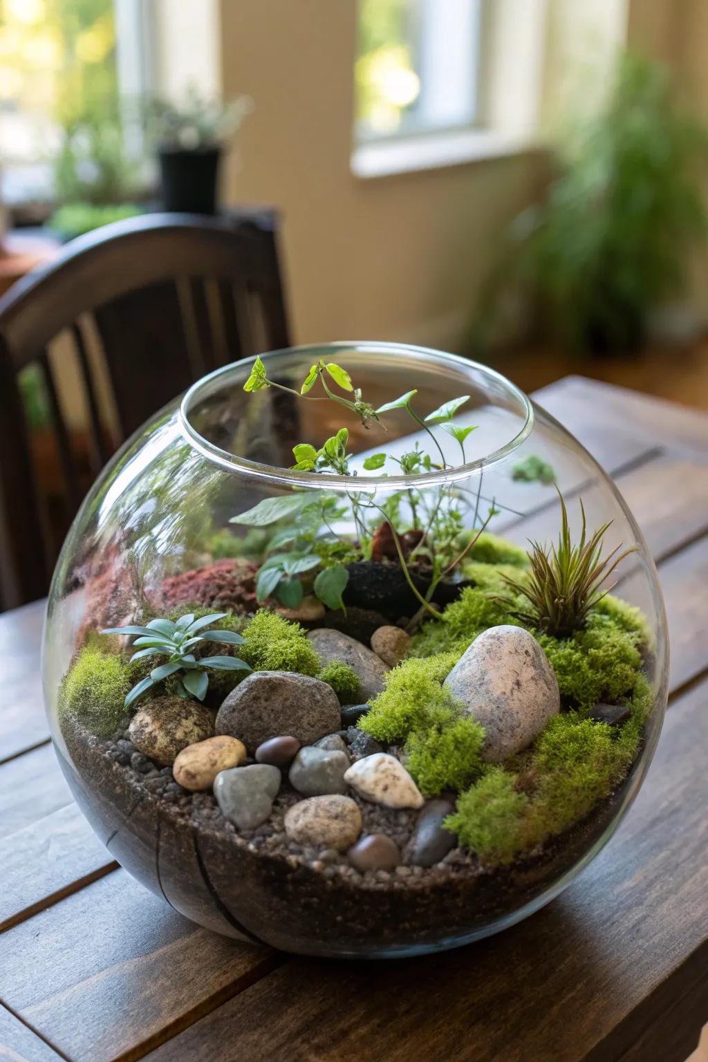A terrarium furnishes an engrossing glimpse into a miniature biosphere.