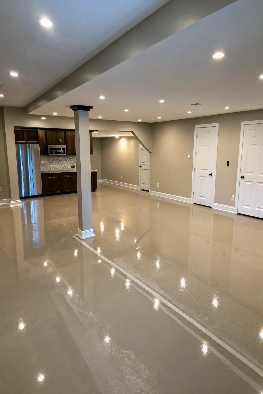 Epoxy coatings provide a sleek and durable finish.