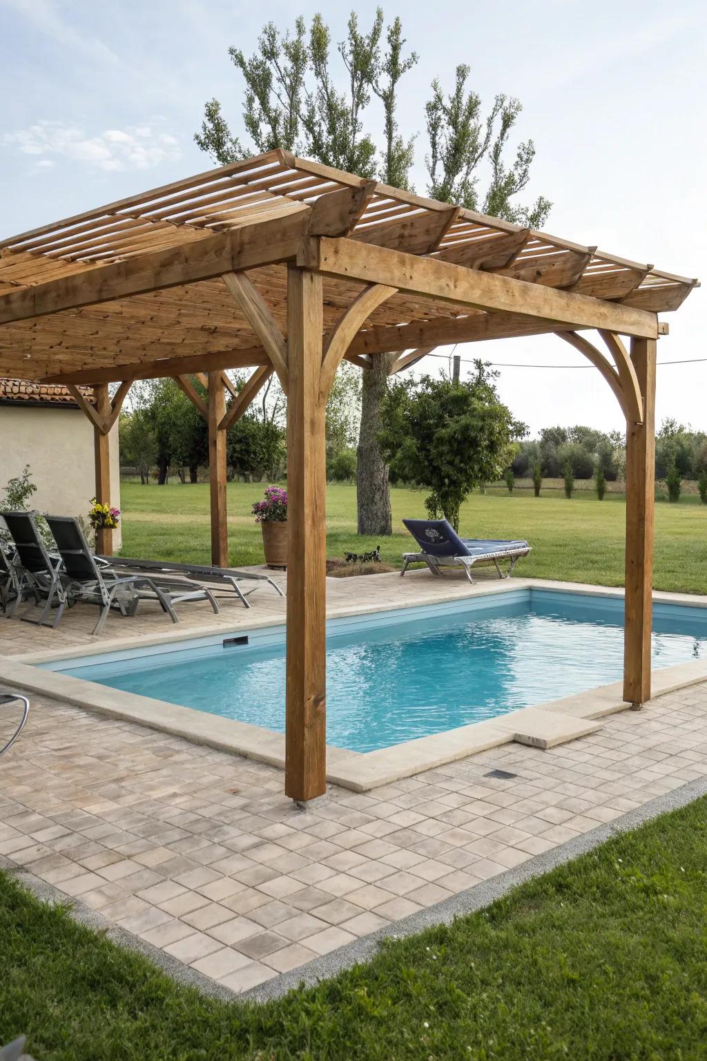 At a low cost, a pergola offers fashionable shade.